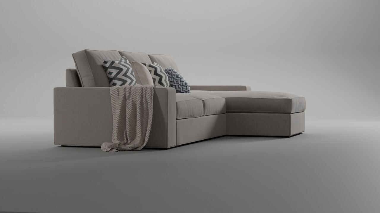 Sofa Kivik couch fabric and leather Low-poly 3D model_2