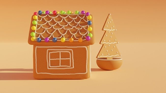 Gingerbread house 3D model 3D model 4