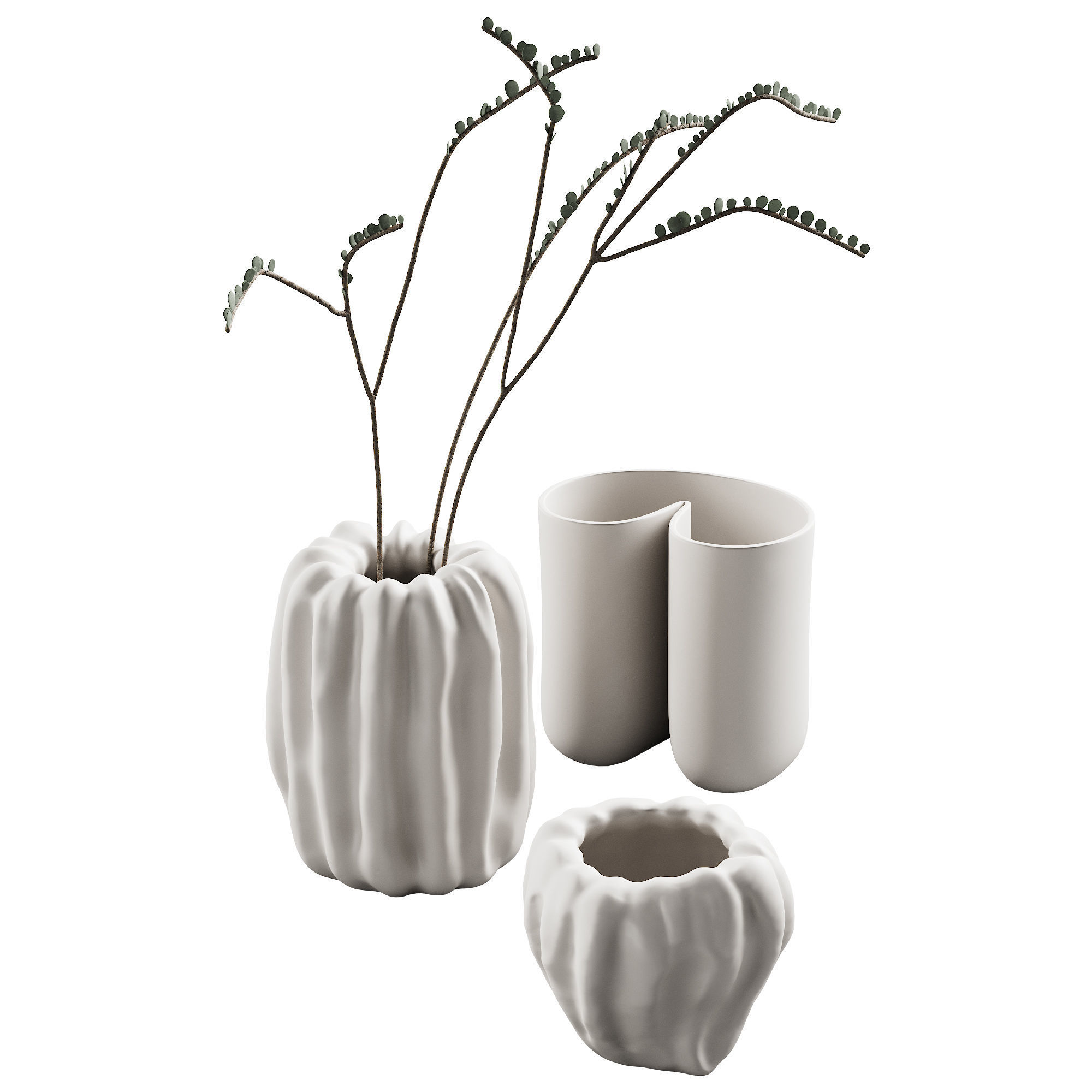 412 decorative vases and pots 07 deformed folded relief vase 06 3D model_5