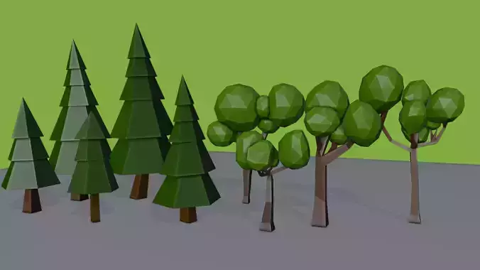 Low Poly Tree and Nature Set Ready for Games and Co