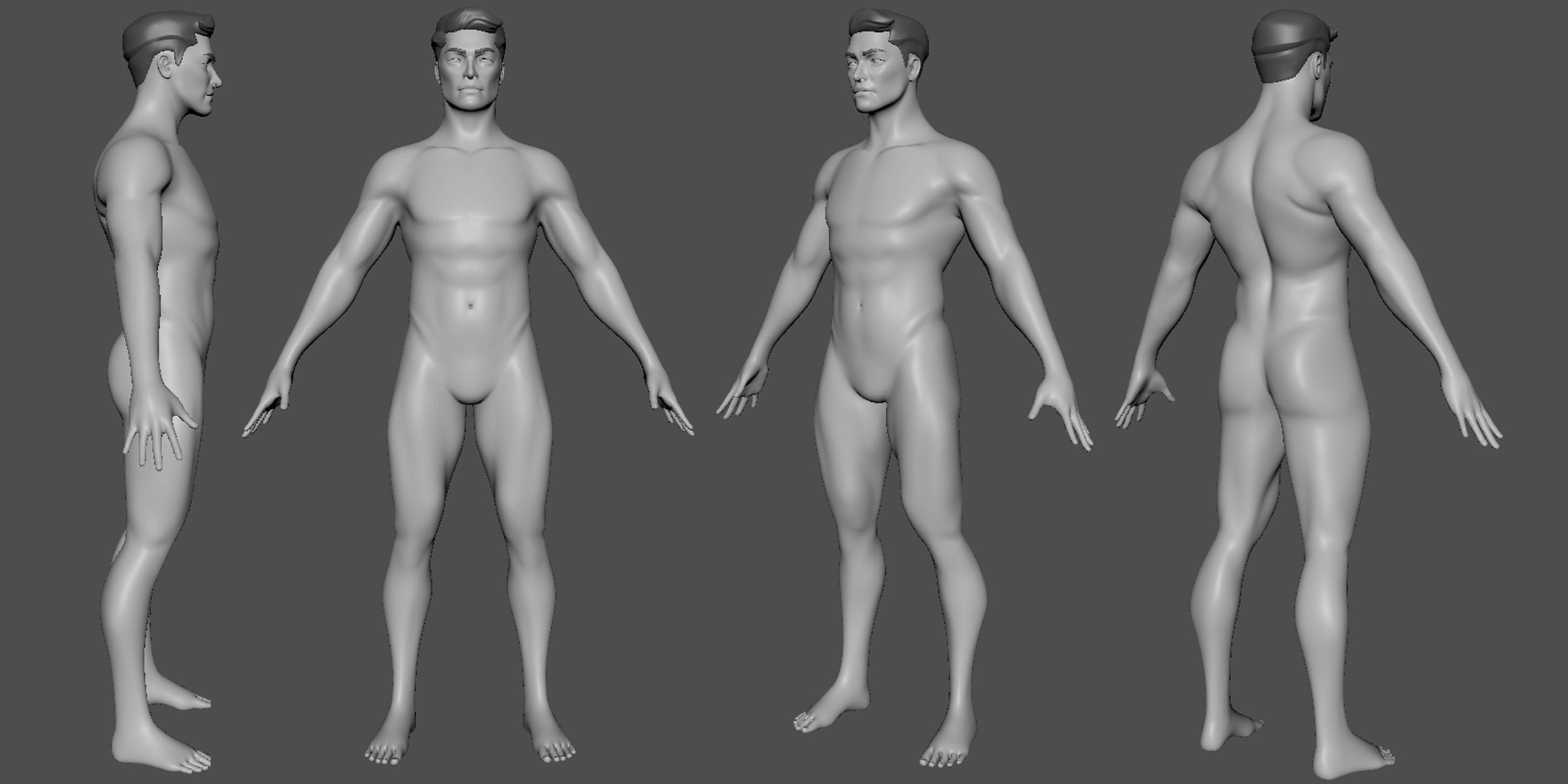 4 Male Race BaseMesh Low-poly 3D model_6