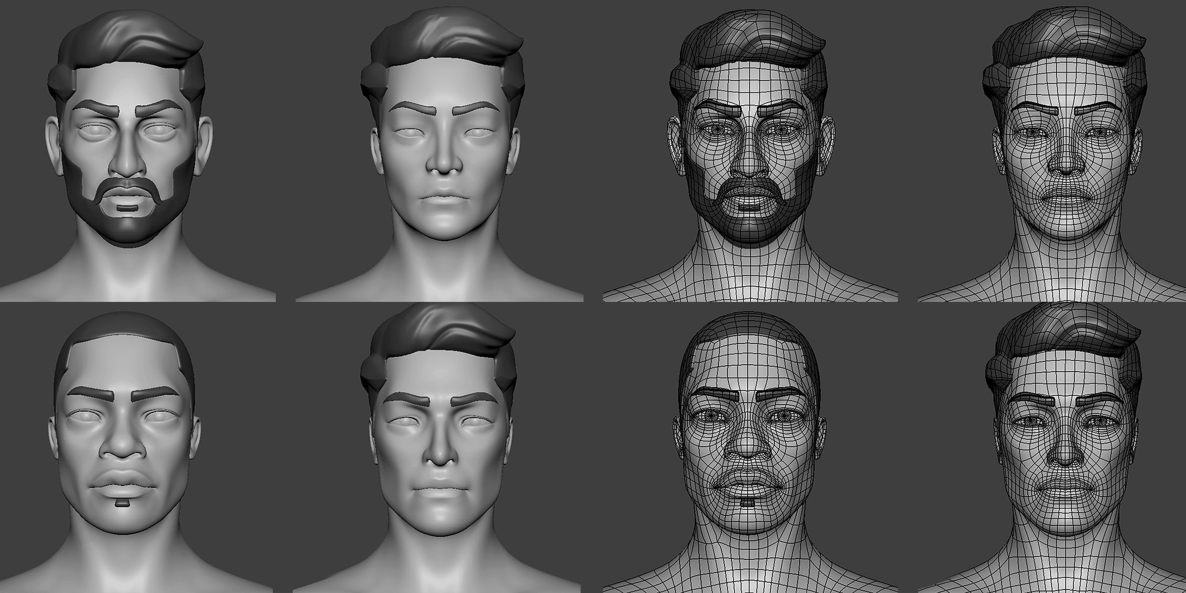 4 Male Race BaseMesh Low-poly 3D model_3