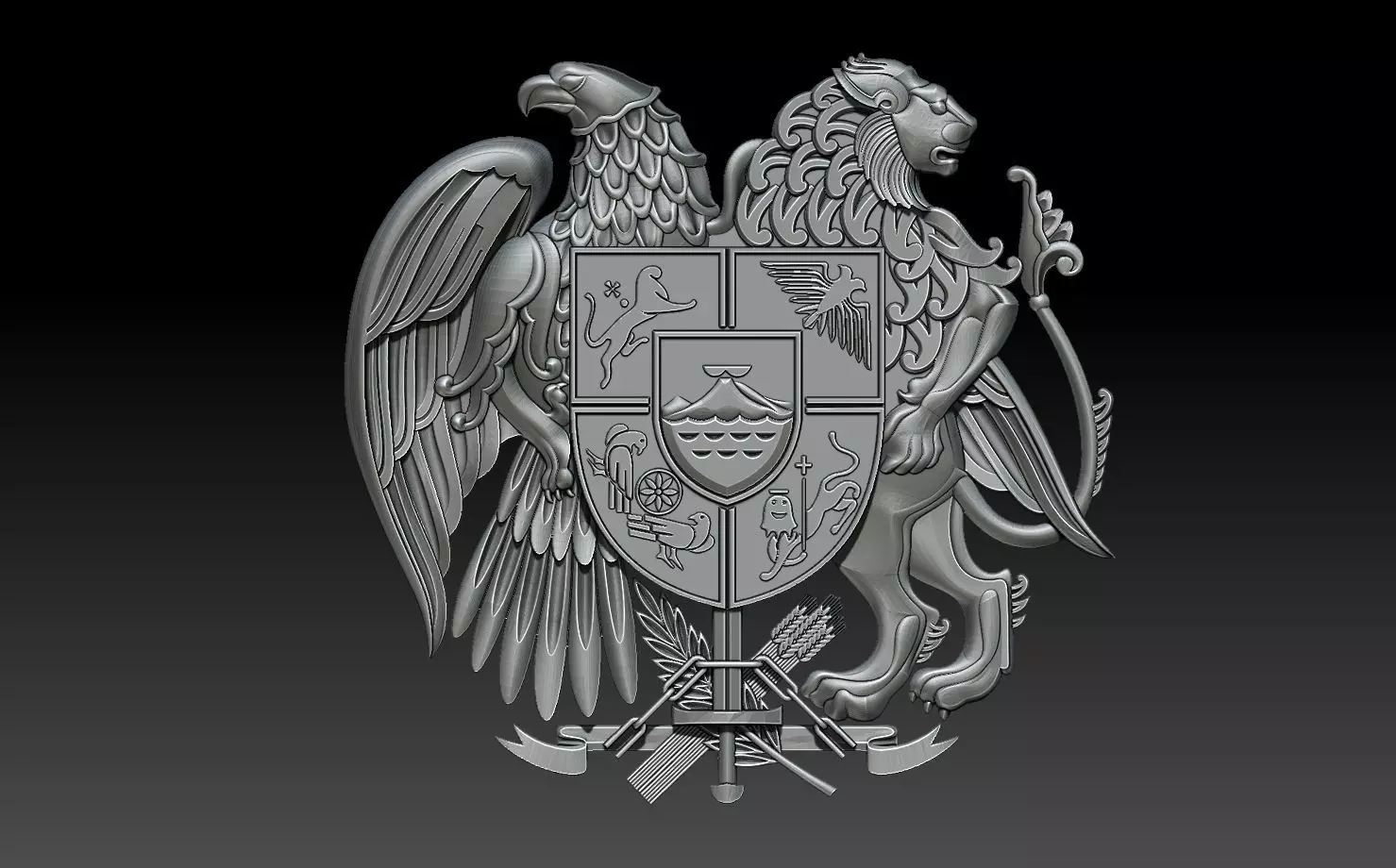 Coat of arms of Armenia 3D print model_0