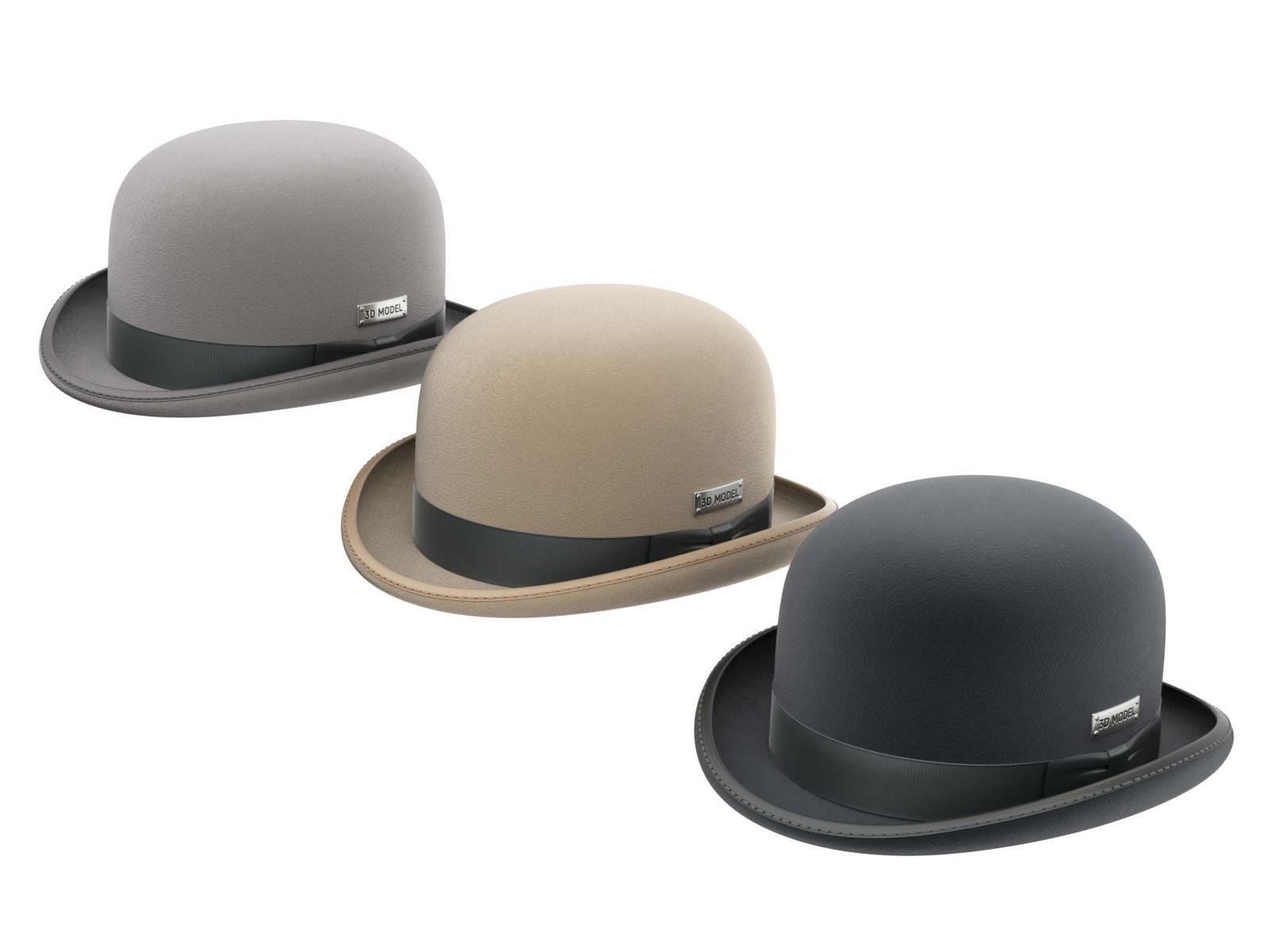 Bowler Hat 3D model_5