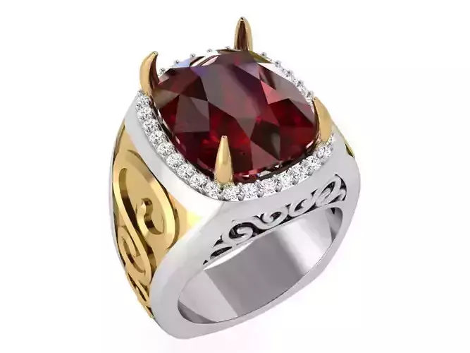 Cushion Cut Wide Rubin Ring 4063