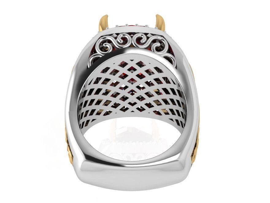 Cushion Cut Wide Rubin Ring 4063 3D print model_3