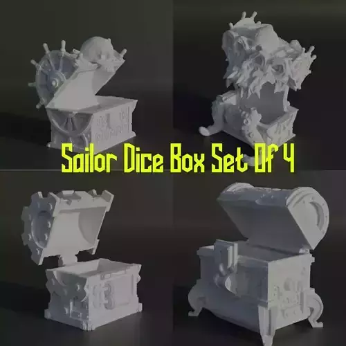 Set Of 4 Sailor Theme Dice Box Pattern  3D print model