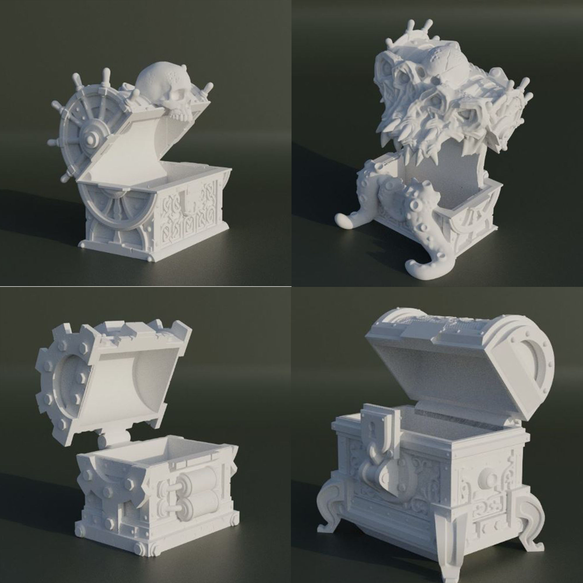 Set Of 4 Sailor Theme Dice Box Pattern  3D print model_29