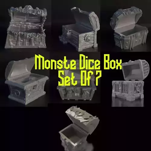 Set Of 7 Tresure Box Theme Dice Box Pattern 3D print model 3D print model