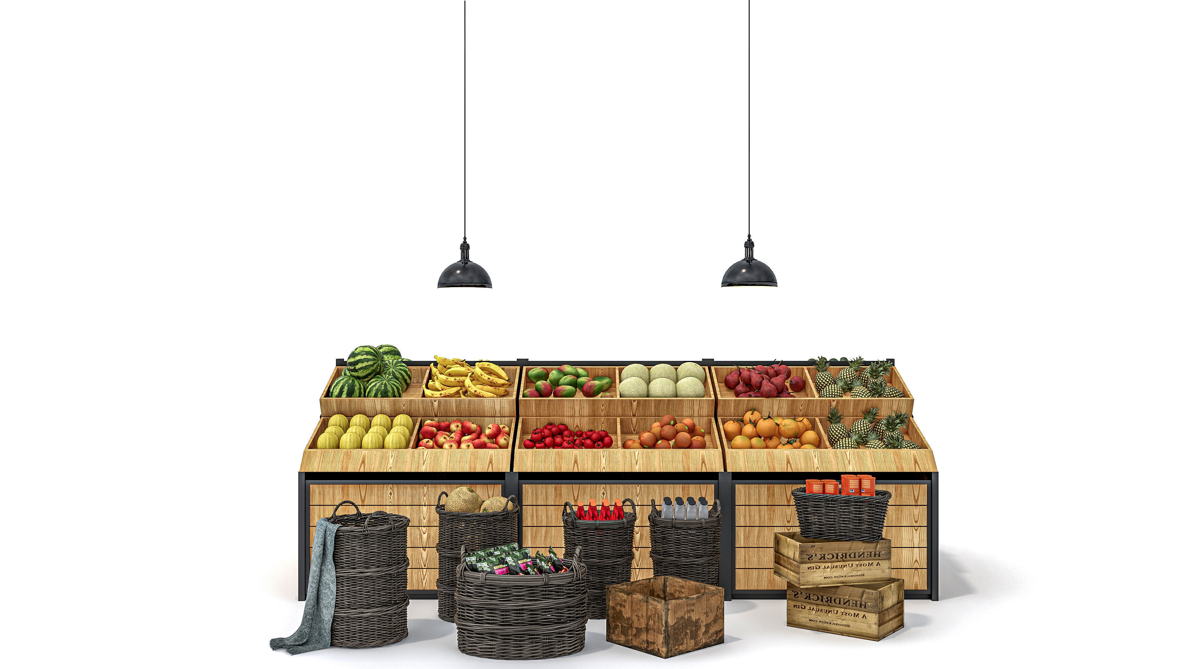 Fruits and vegetables Supermarket Grocery store showcase 3D model_13