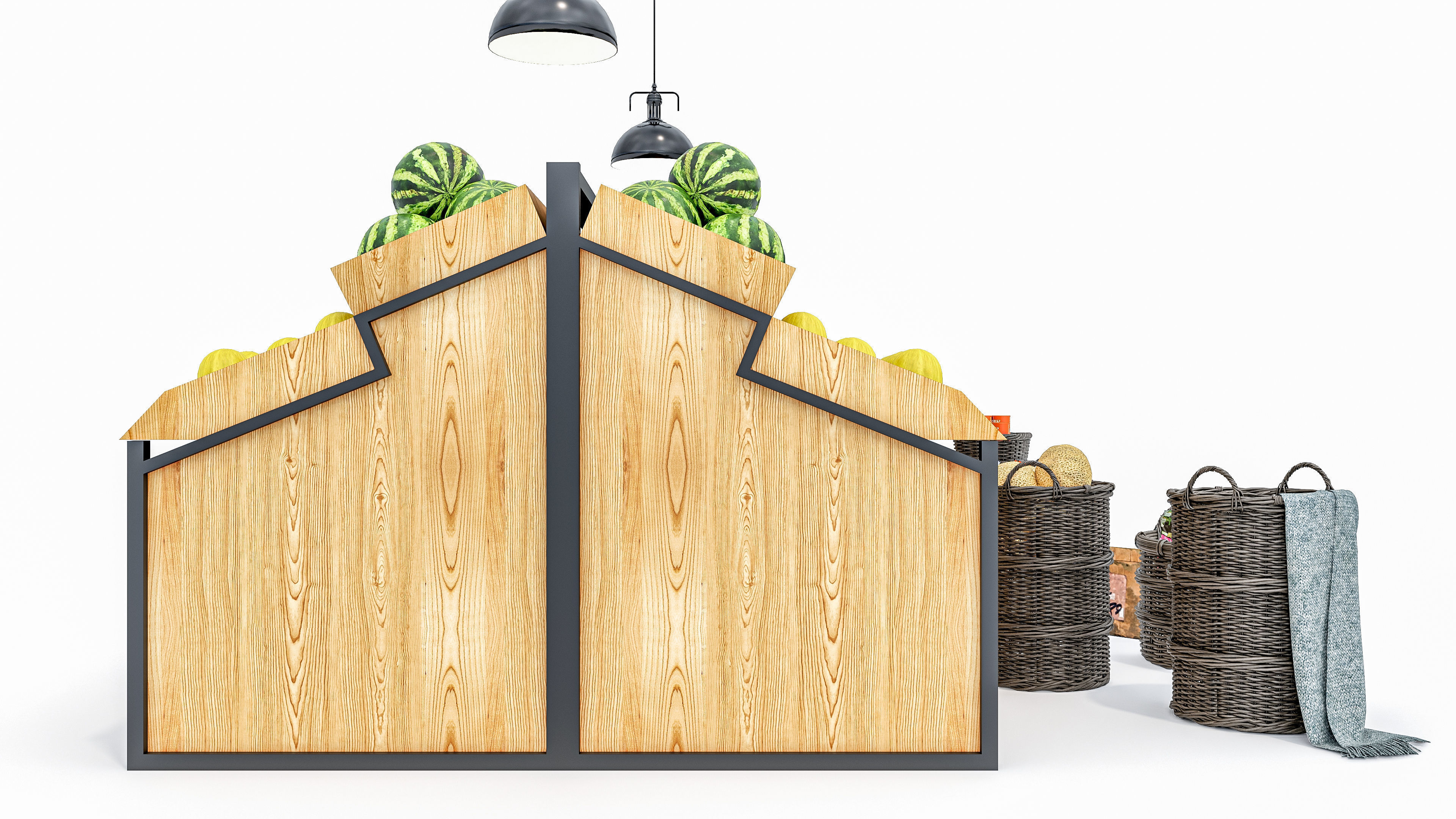 Fruits and vegetables Supermarket Grocery store showcase 3D model_5