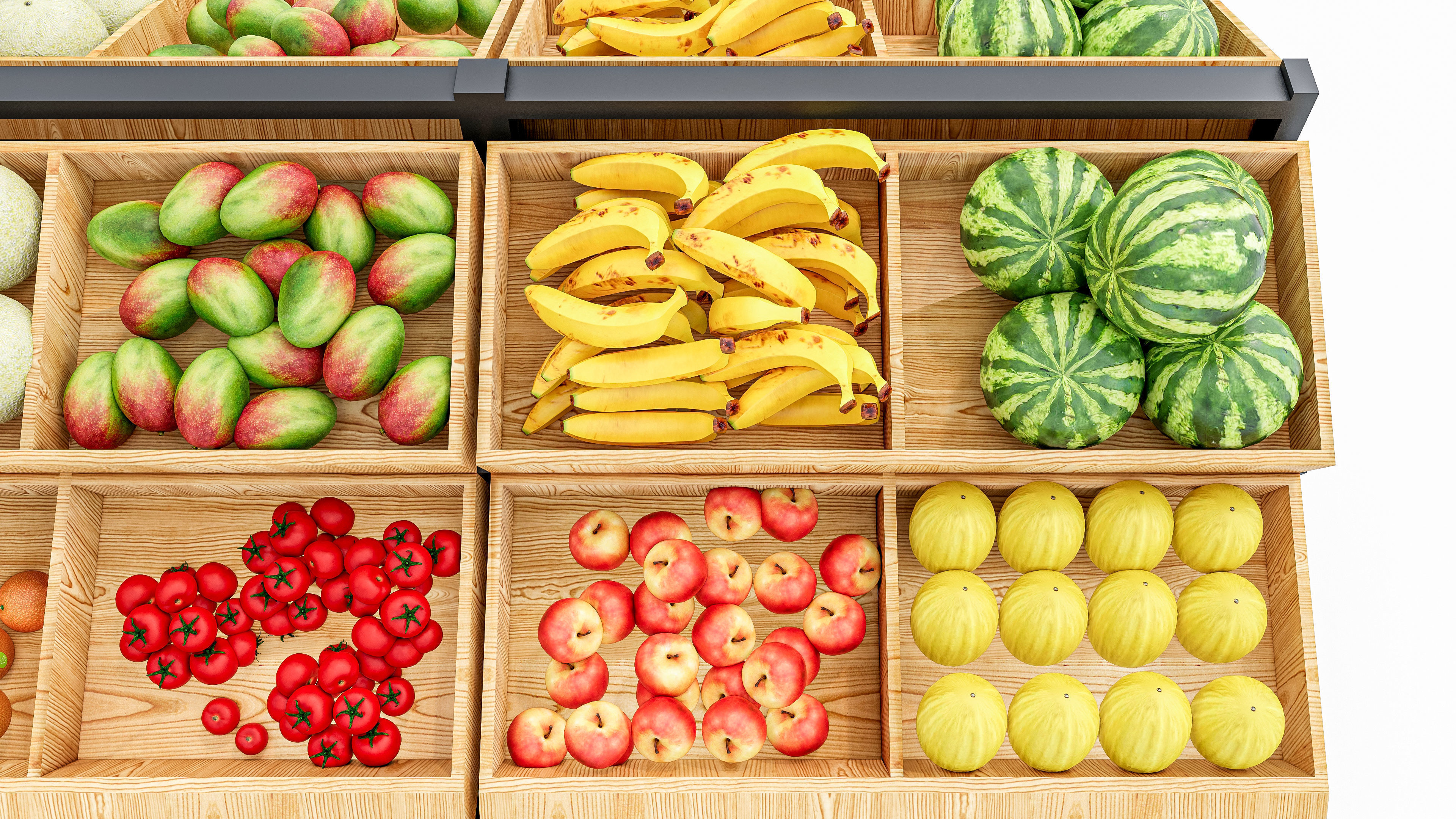 Fruits and vegetables Supermarket Grocery store showcase 3D model_8