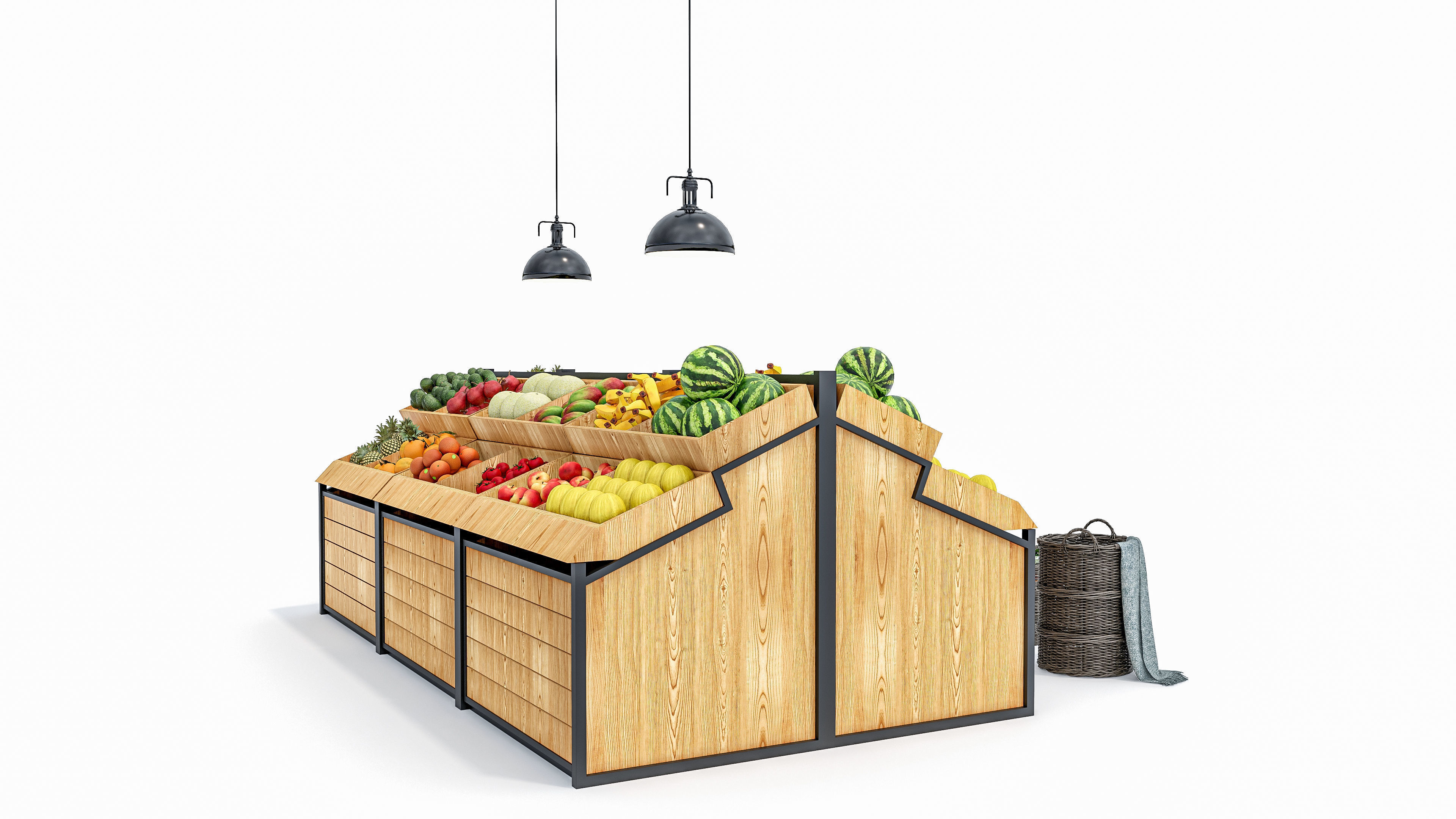 Fruits and vegetables Supermarket Grocery store showcase 3D model_14