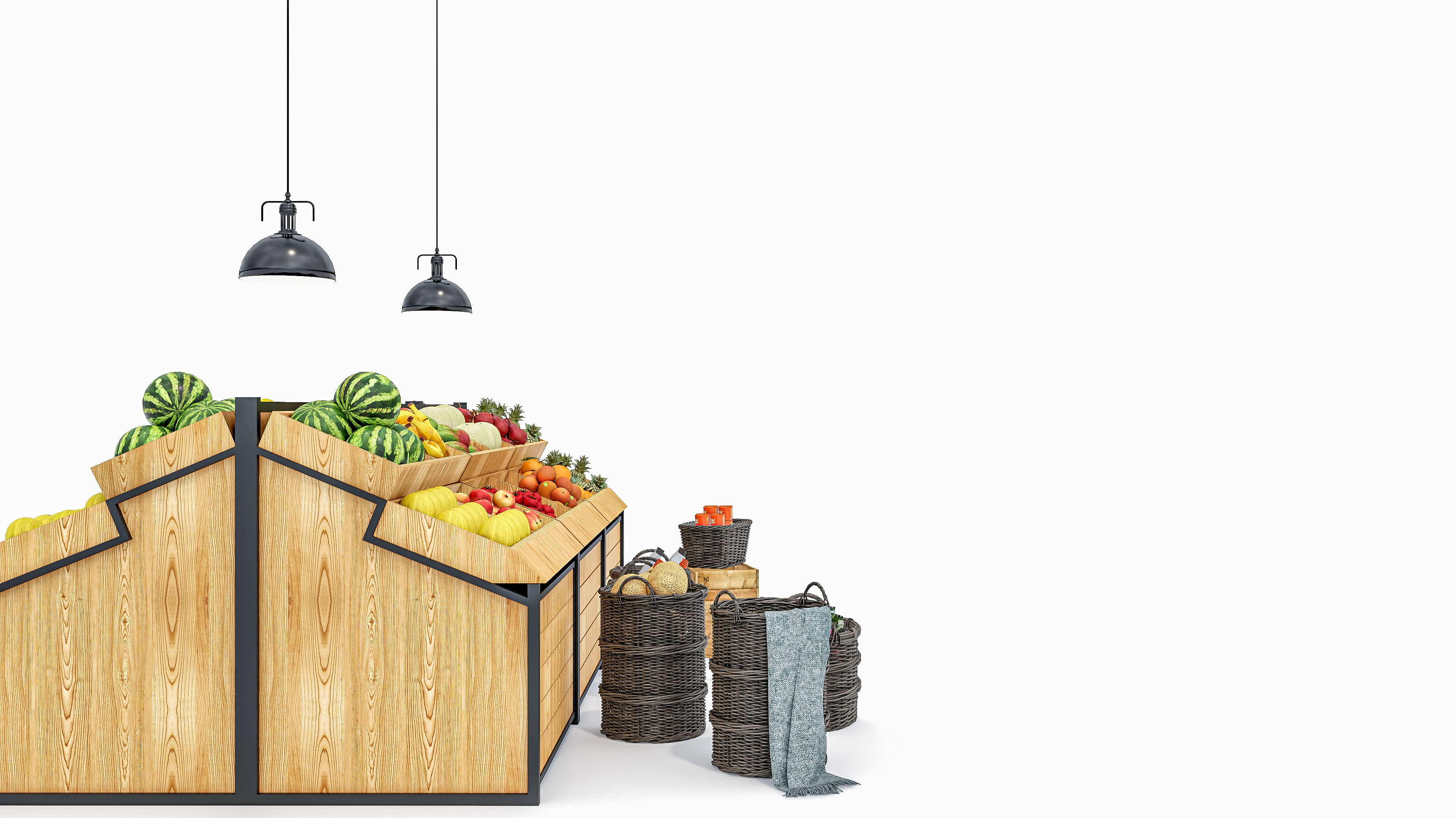 Fruits and vegetables Supermarket Grocery store showcase 3D model_16