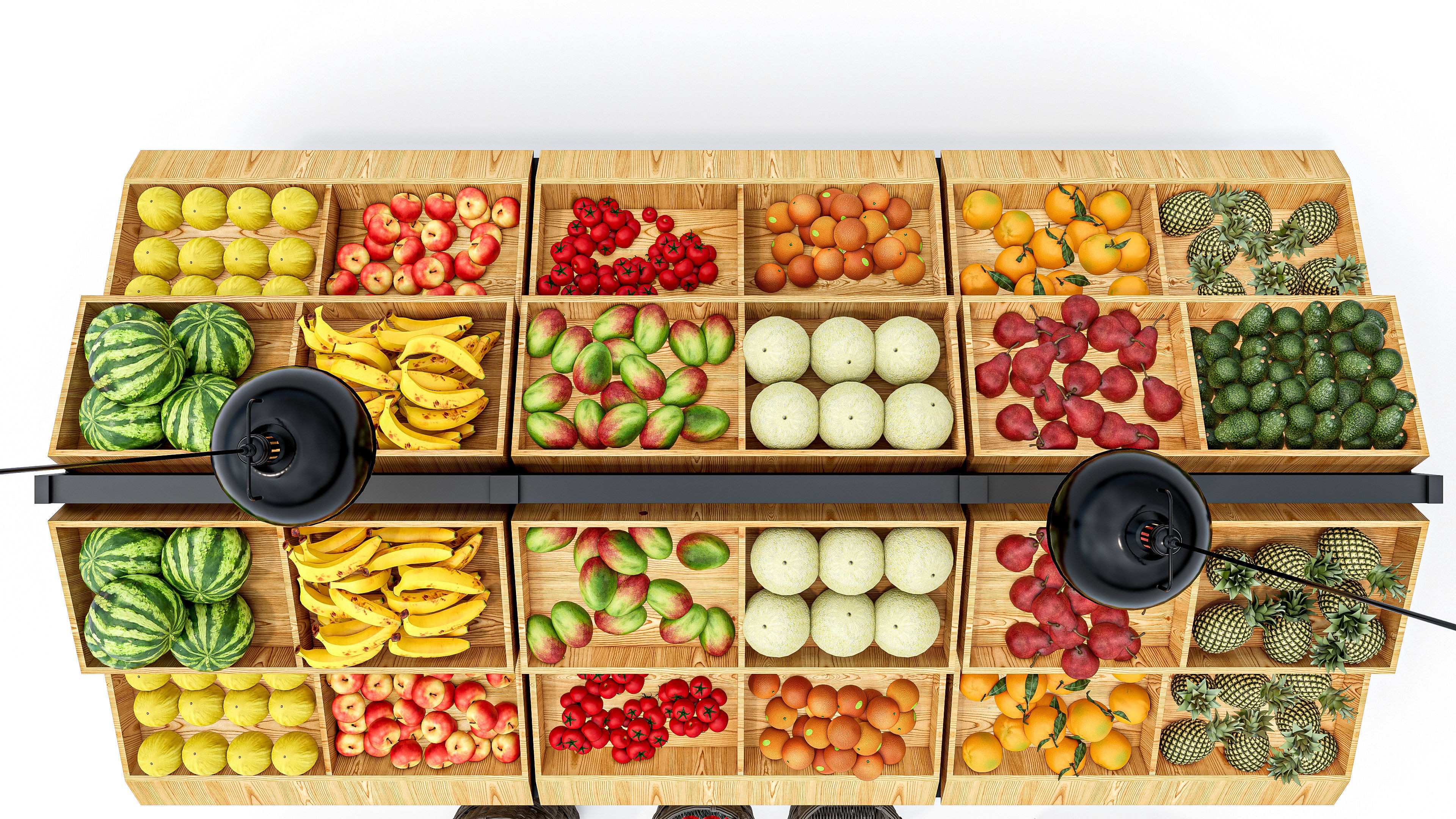 Fruits and vegetables Supermarket Grocery store showcase 3D model_21