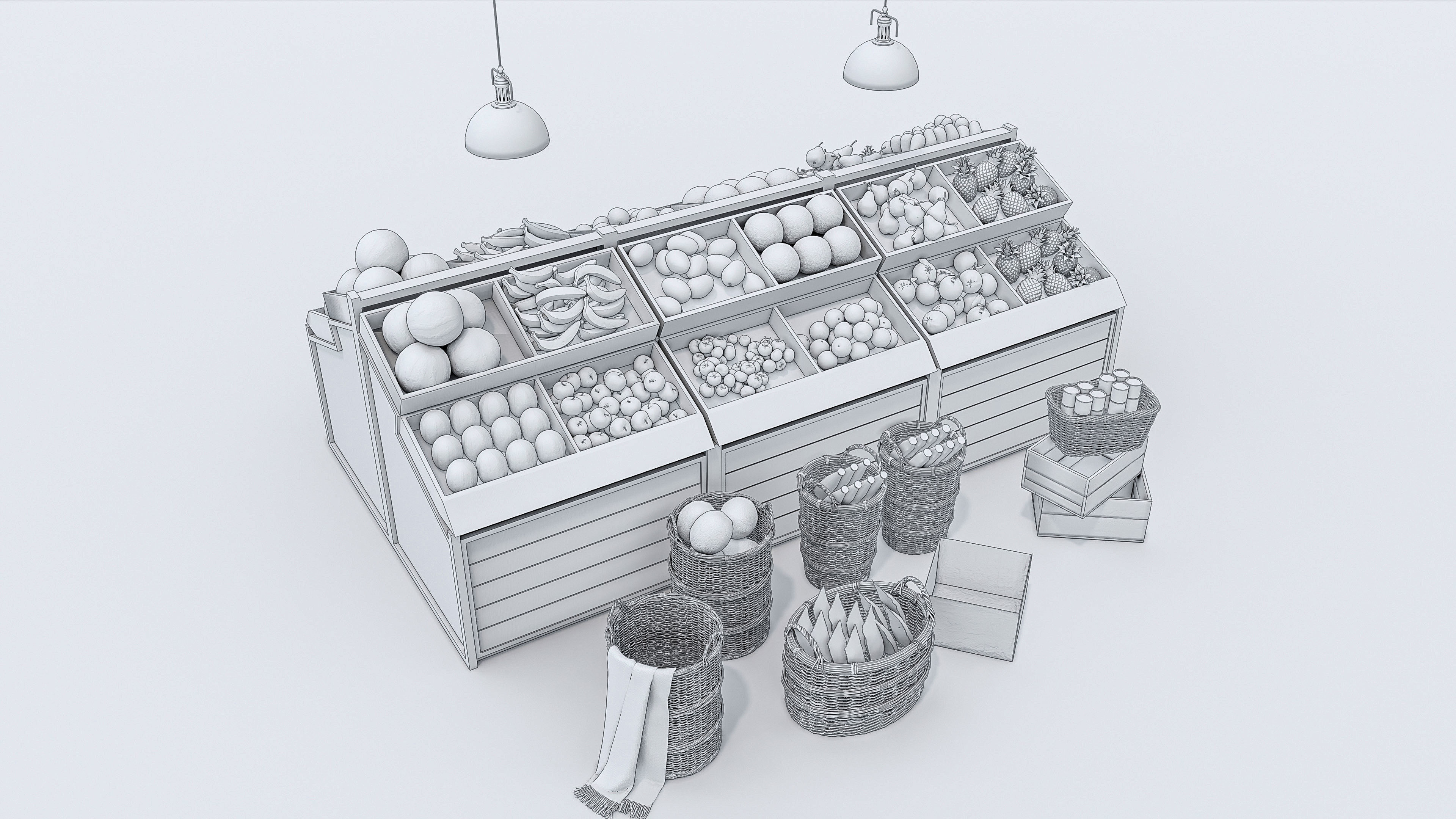 Fruits and vegetables Supermarket Grocery store showcase 3D model_18