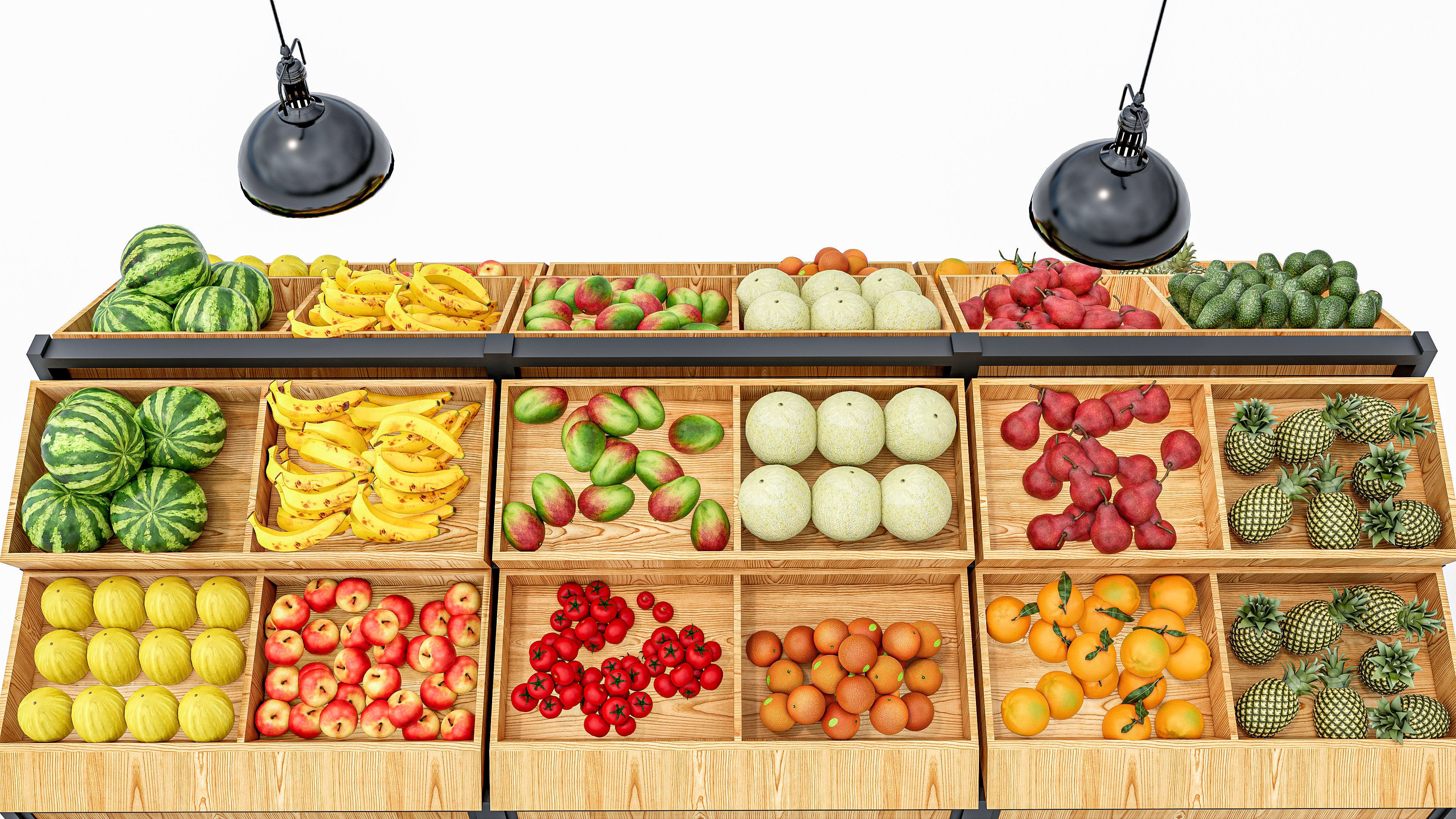 Fruits and vegetables Supermarket Grocery store showcase 3D model_12