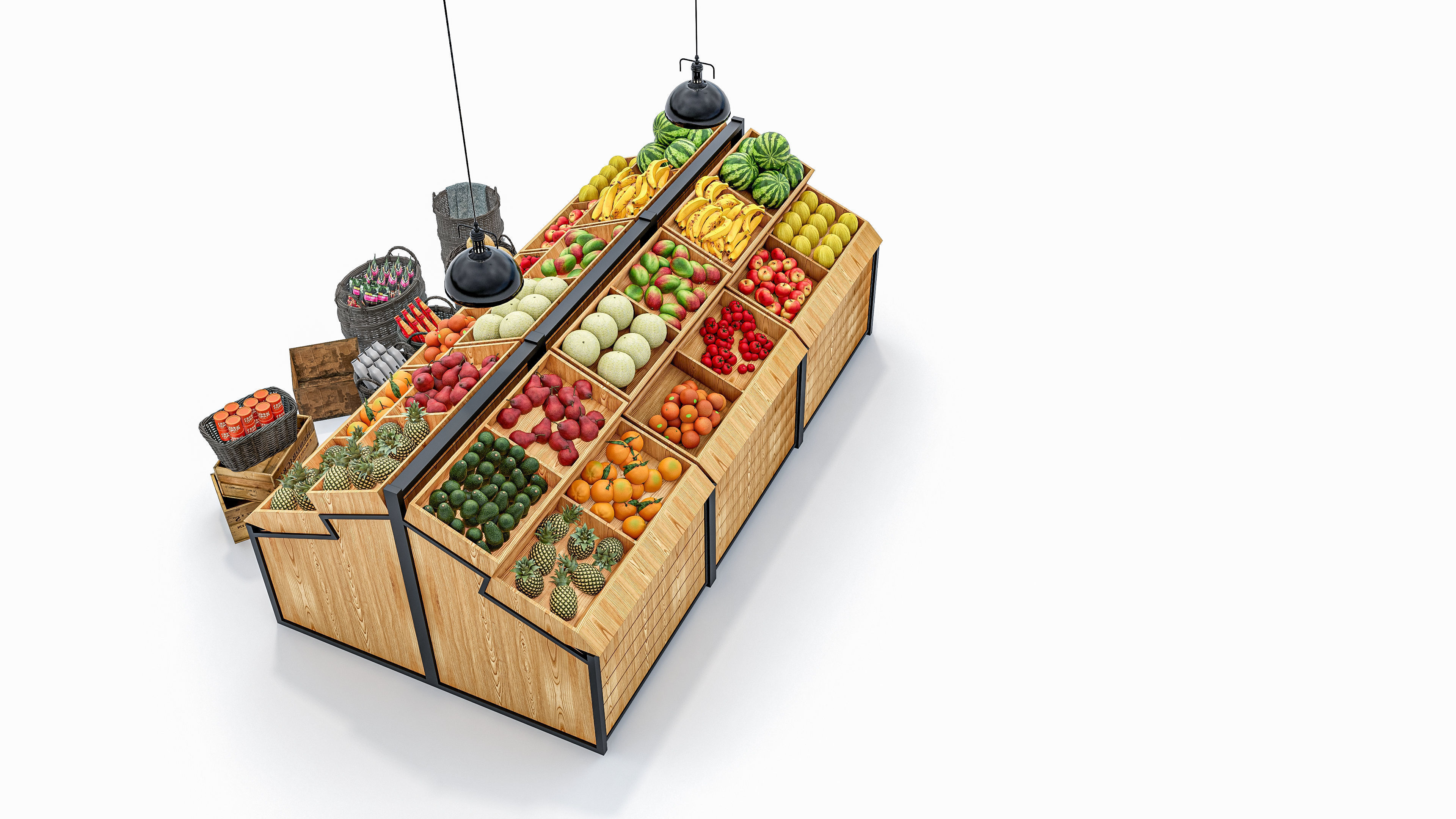 Fruits and vegetables Supermarket Grocery store showcase 3D model_15