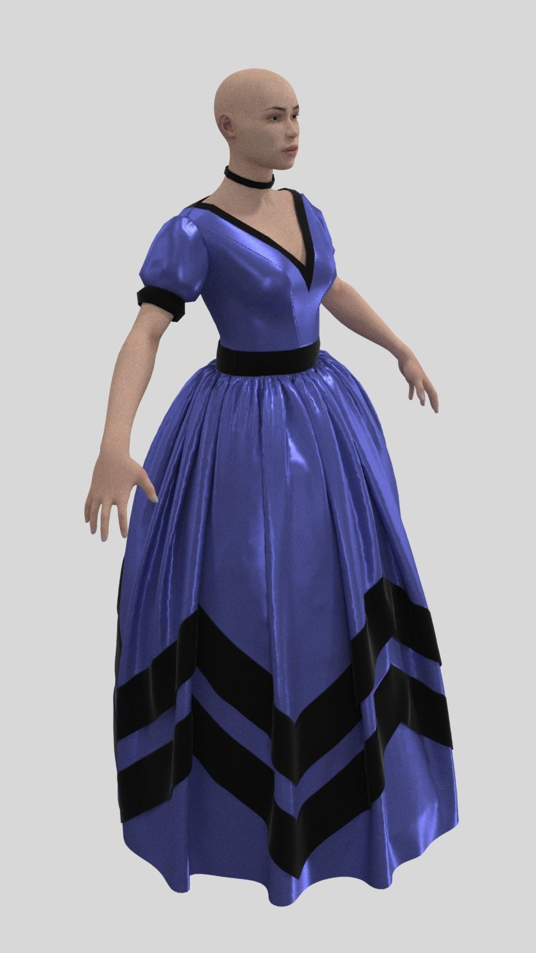 Victorian Ball Dress Female Balo3 3D model_5