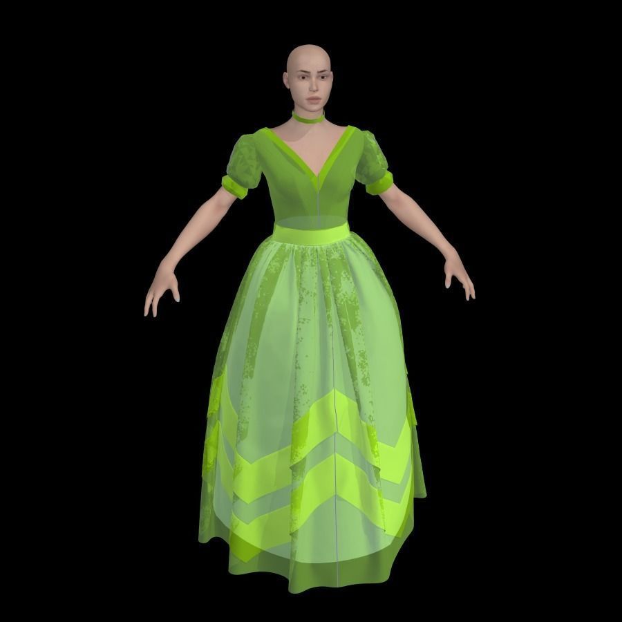 Victorian Ball Dress Female Balo3 3D model_6
