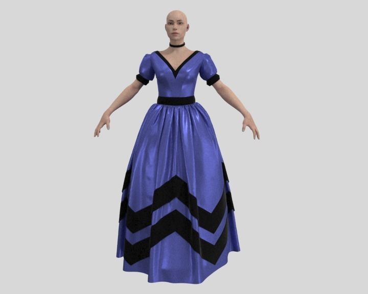 Victorian Ball Dress Female Balo3 3D model_4