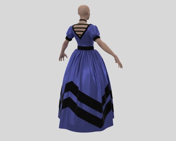 Victorian Ball Dress Female Balo3 3D model_3