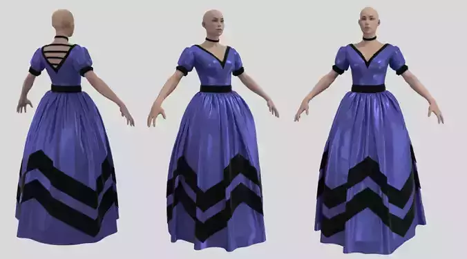 Victorian Ball Dress Female Balo3 3D model