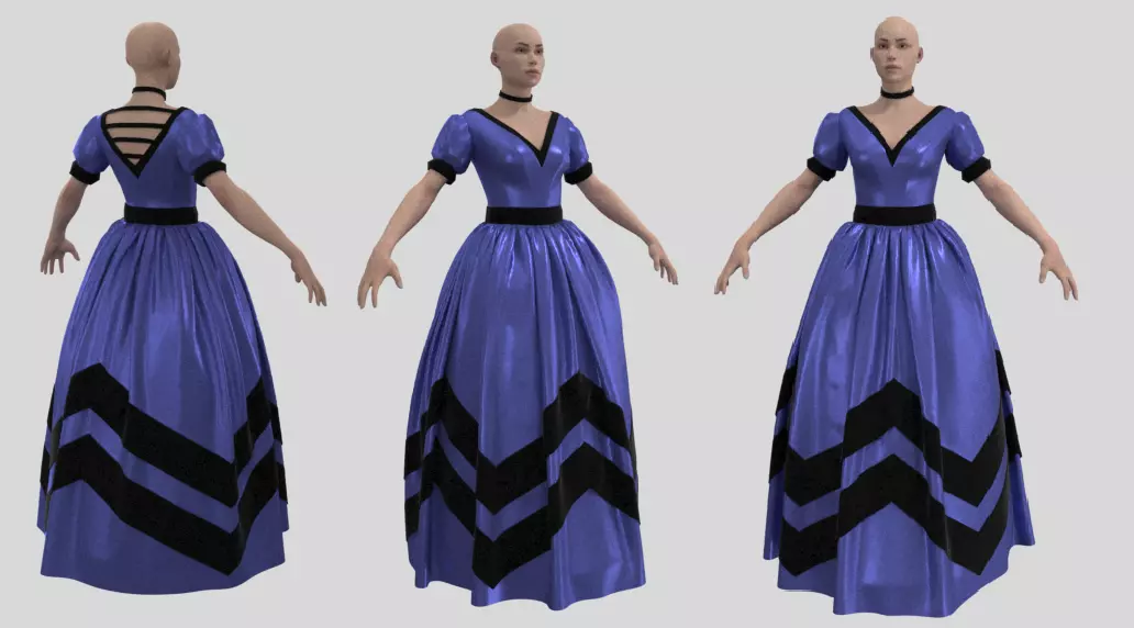 Victorian Ball Dress Female Balo3 3D model_0