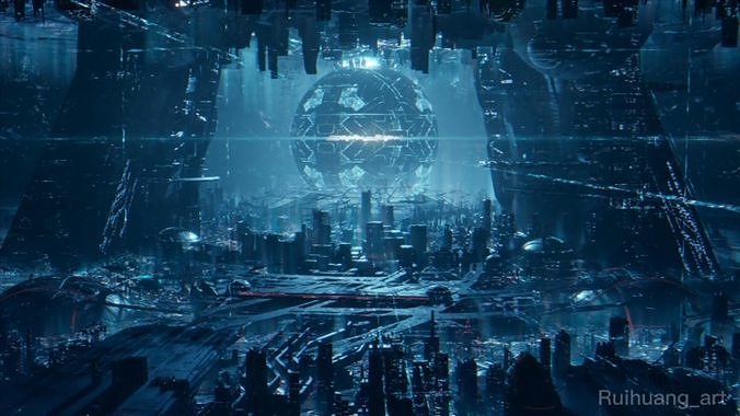 blender eevee realtime scifi city 3D model