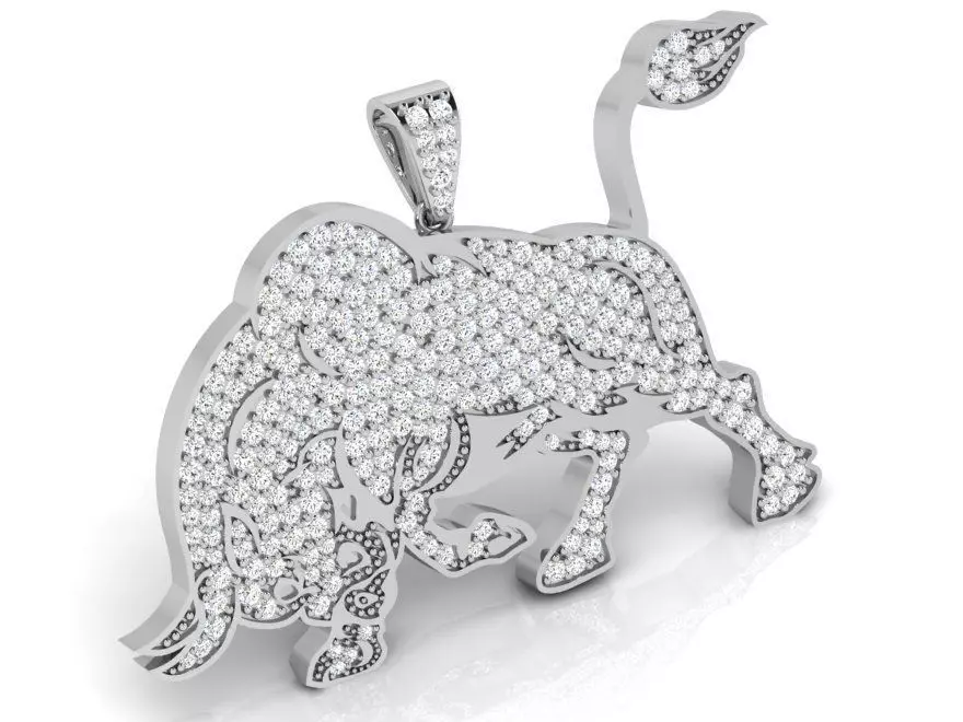 Bull French Pave Pendant 4082 3D print model