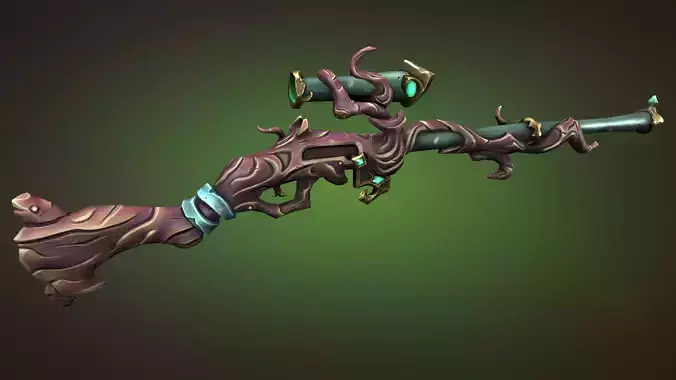 Wooden sniper rifle Low-poly 3D model