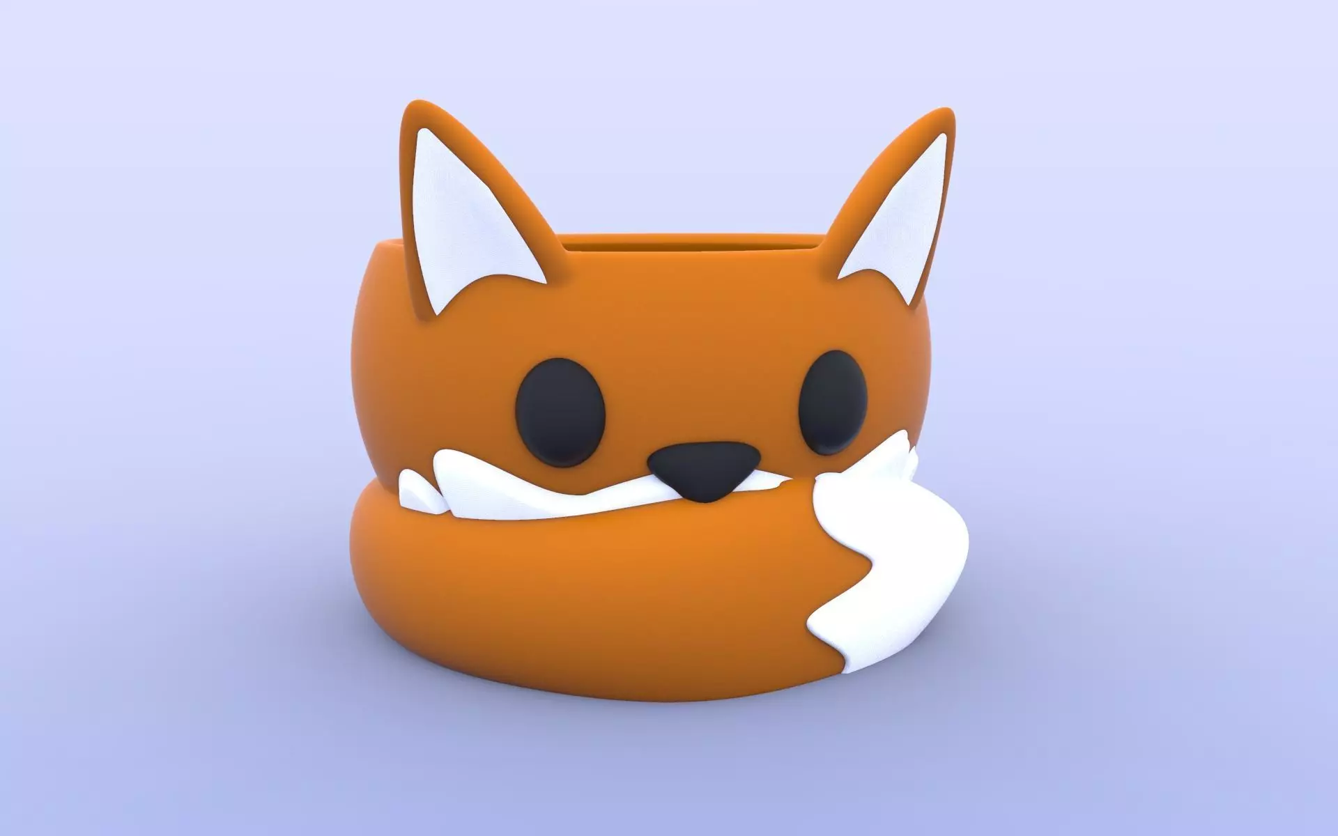 Cute Fox Flower Pot pencil pen cup holder 3D print model