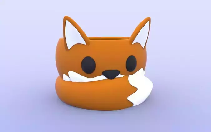 Cute Fox Flower Pot pencil pen cup holder 