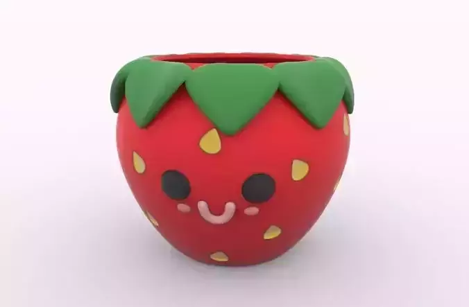 Cute Strawberry Flower Pot Pencil Pen Cup holder organizer 