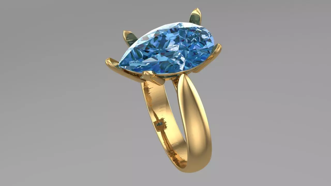 pear shape 5 prong solitaire ring Free 3D print model