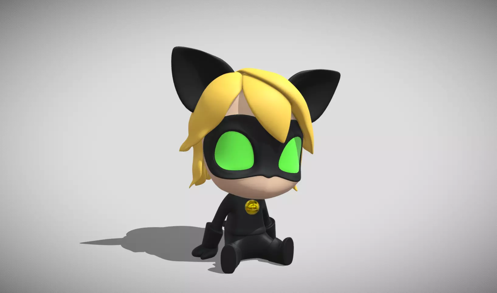 Cat Noir - Miraculous Ladybug Chibi Figure 3D Printable 3D print model_0