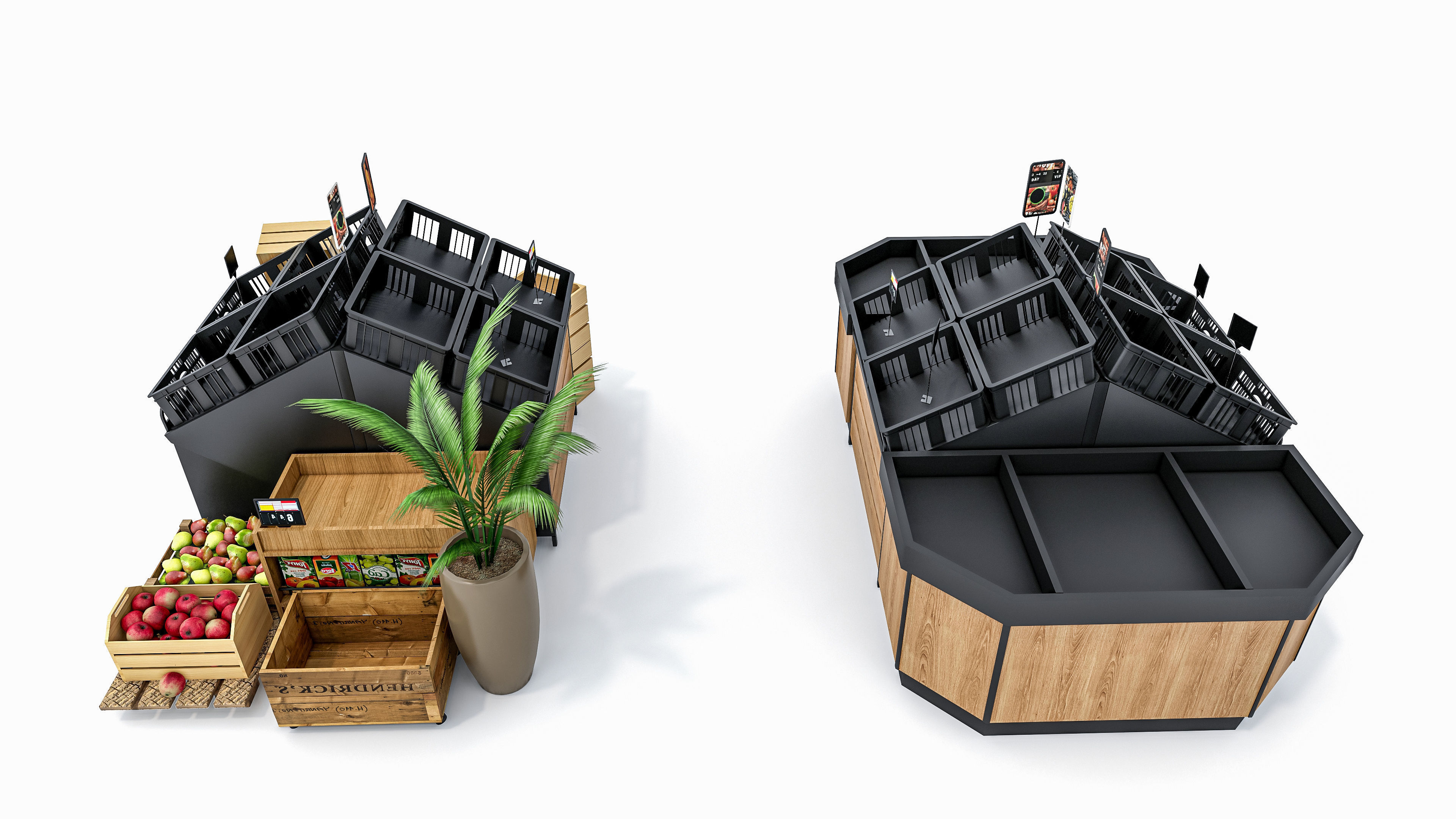 Fruits and vegetables Supermarket  Grocery store showcase 3D model_18