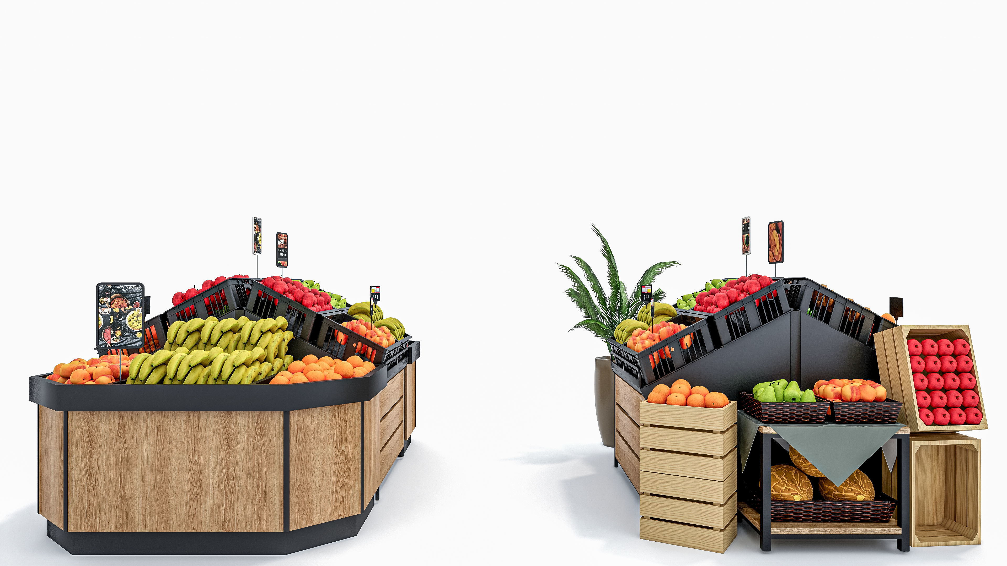 Fruits and vegetables Supermarket  Grocery store showcase 3D model_5