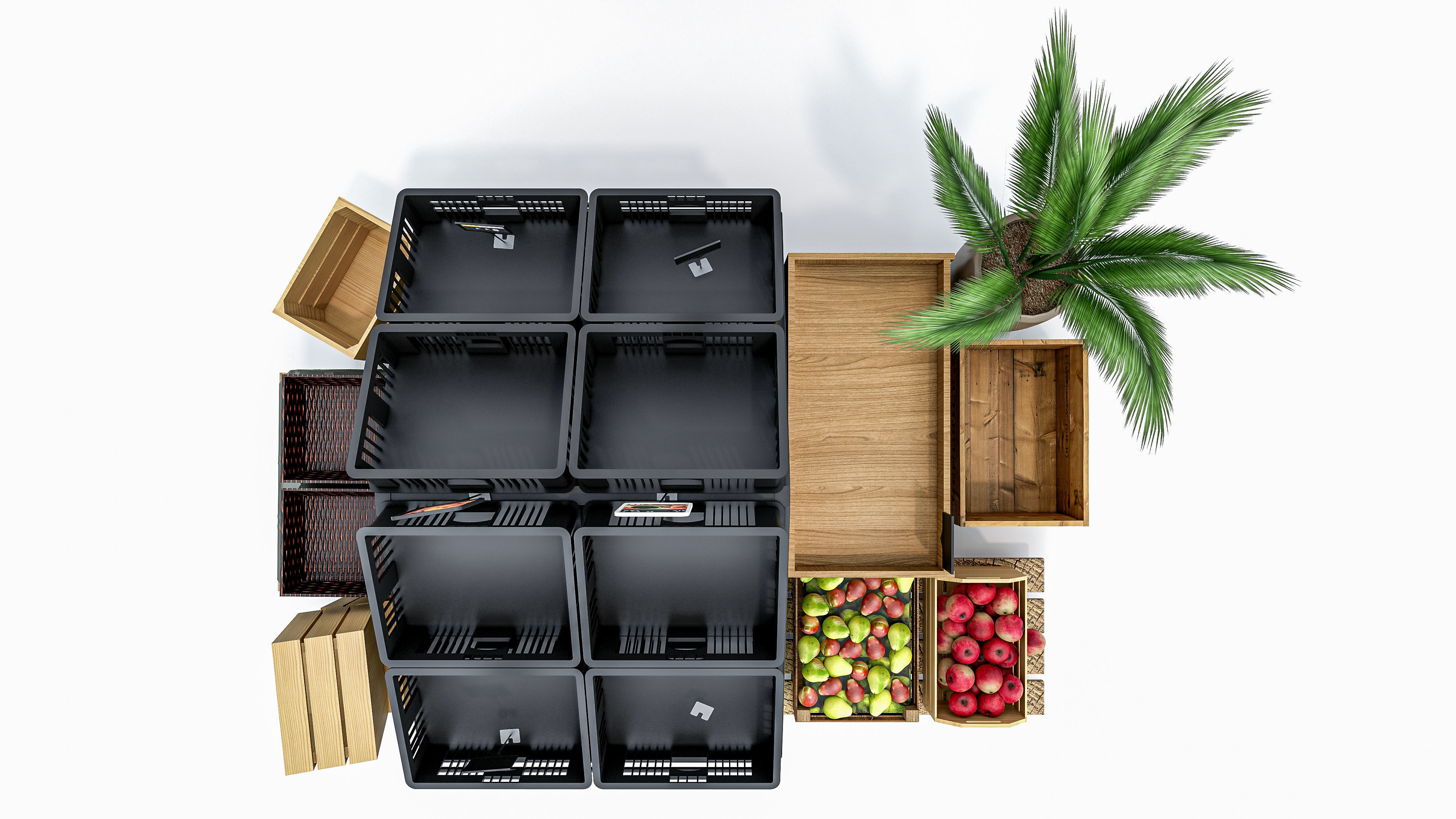 Fruits and vegetables Supermarket  Grocery store showcase 3D model_10