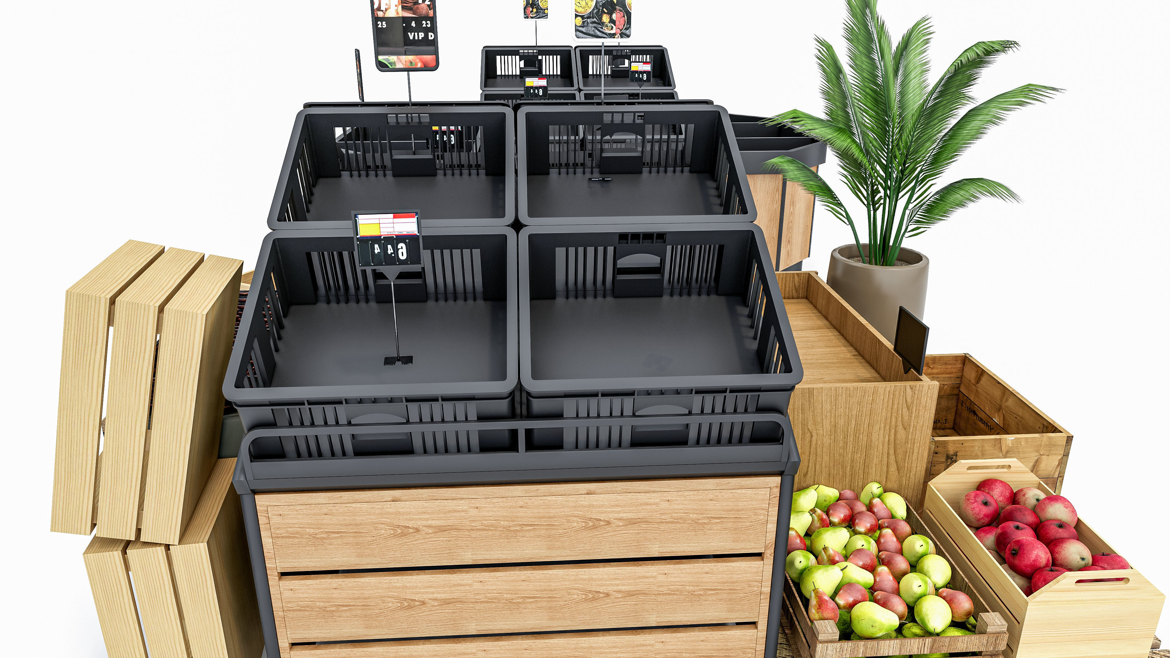 Fruits and vegetables Supermarket  Grocery store showcase 3D model_15