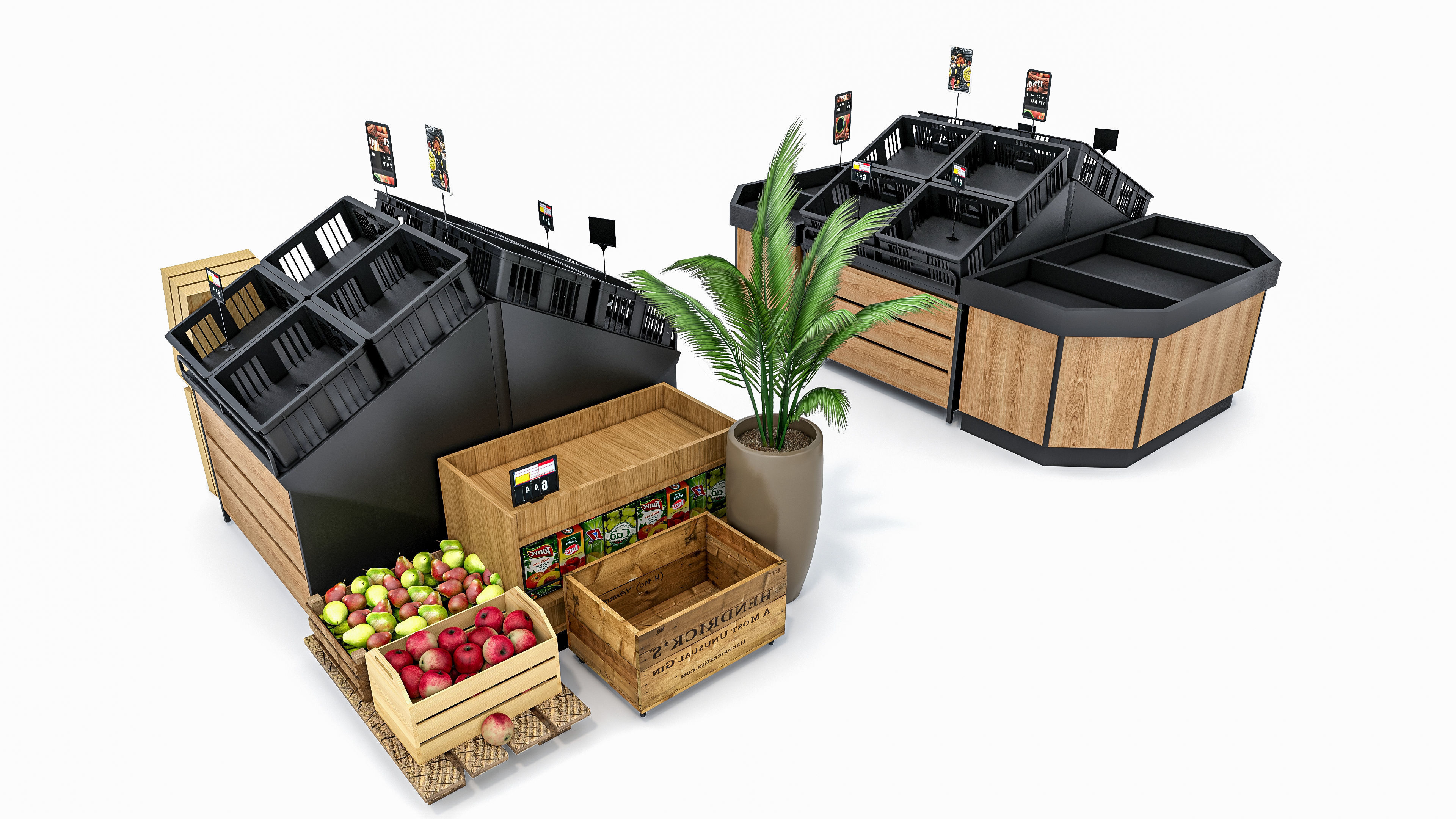 Fruits and vegetables Supermarket  Grocery store showcase 3D model_14