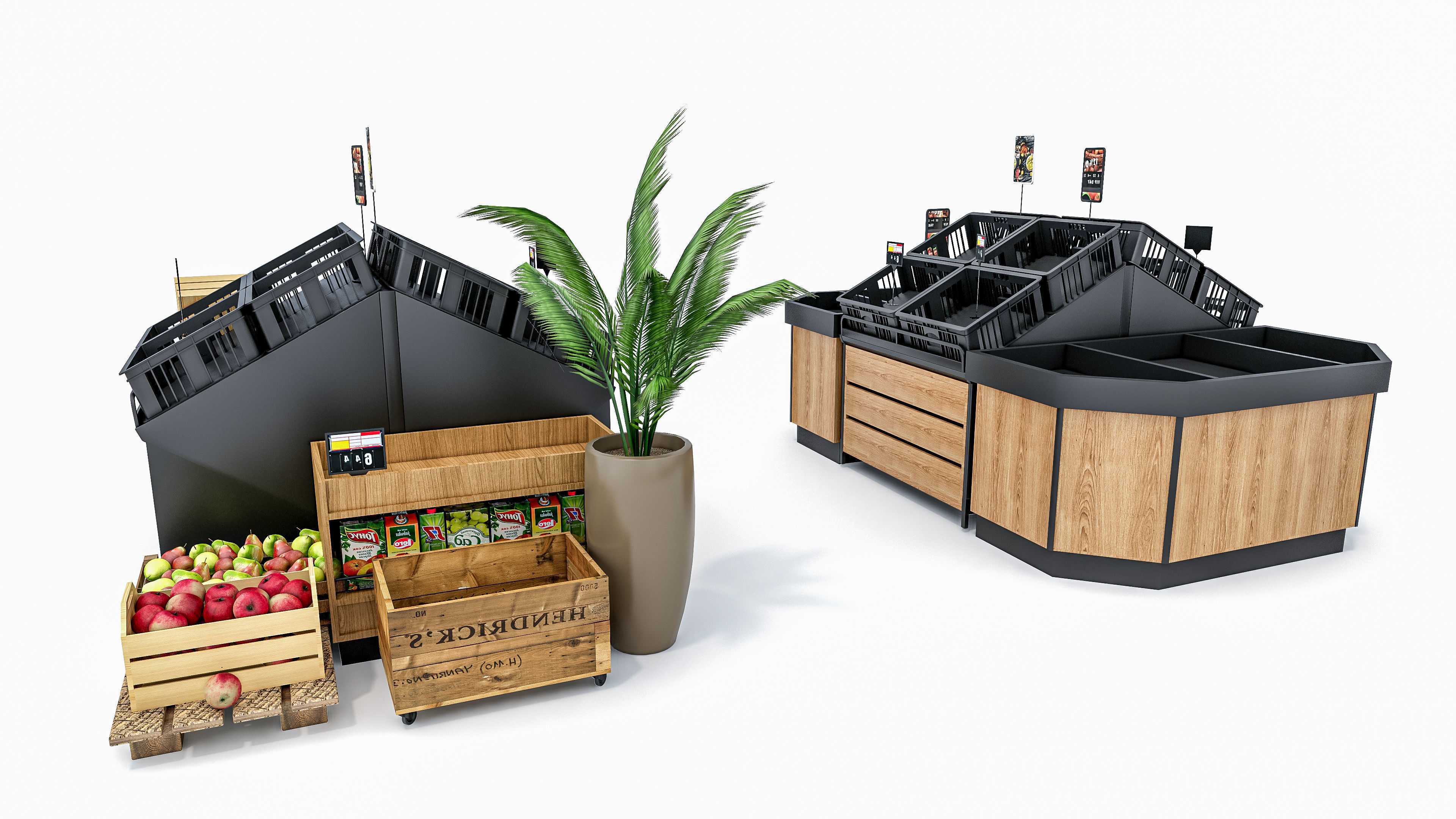 Fruits and vegetables Supermarket  Grocery store showcase 3D model_16