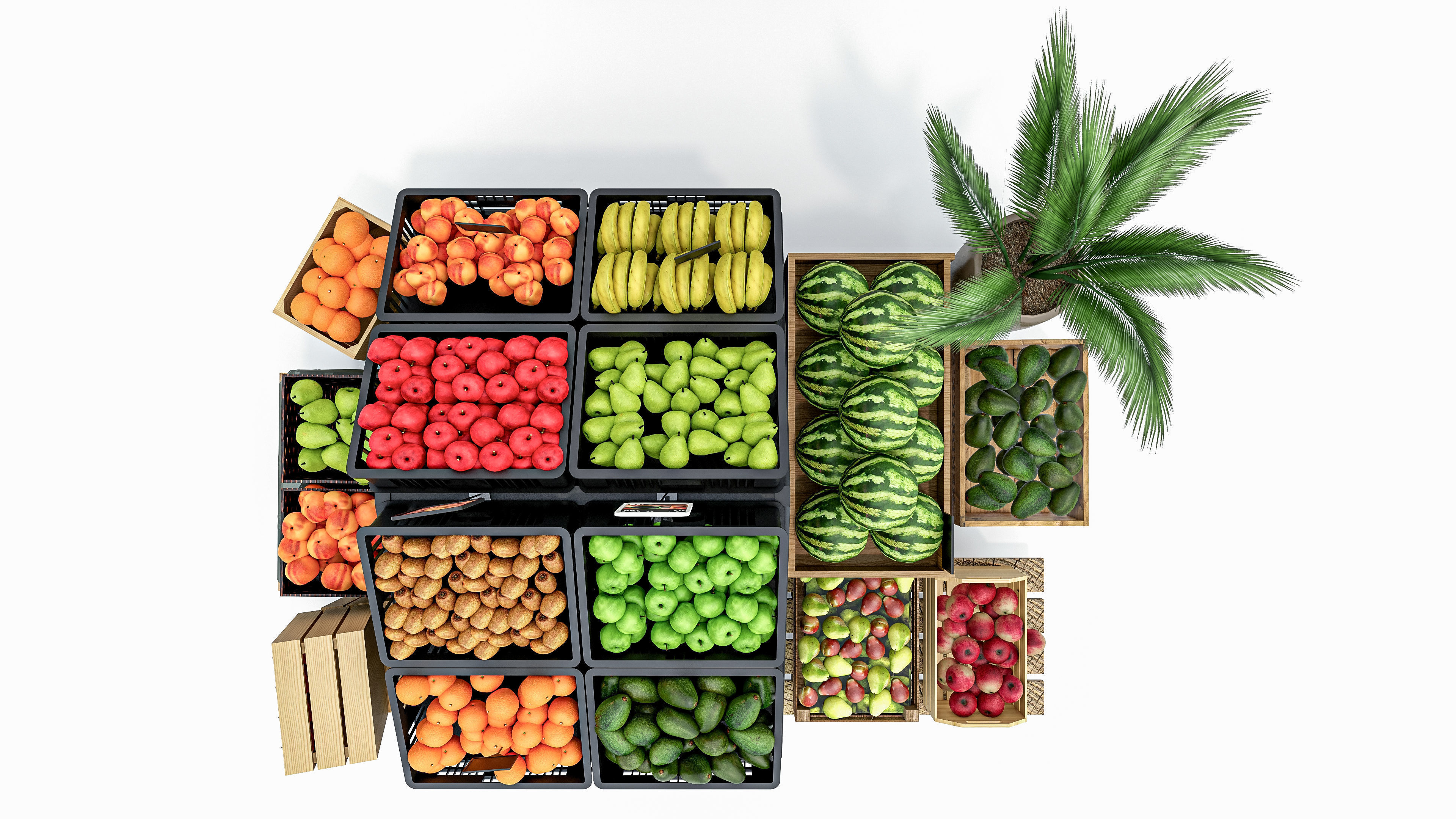 Fruits and vegetables Supermarket  Grocery store showcase 3D model_9