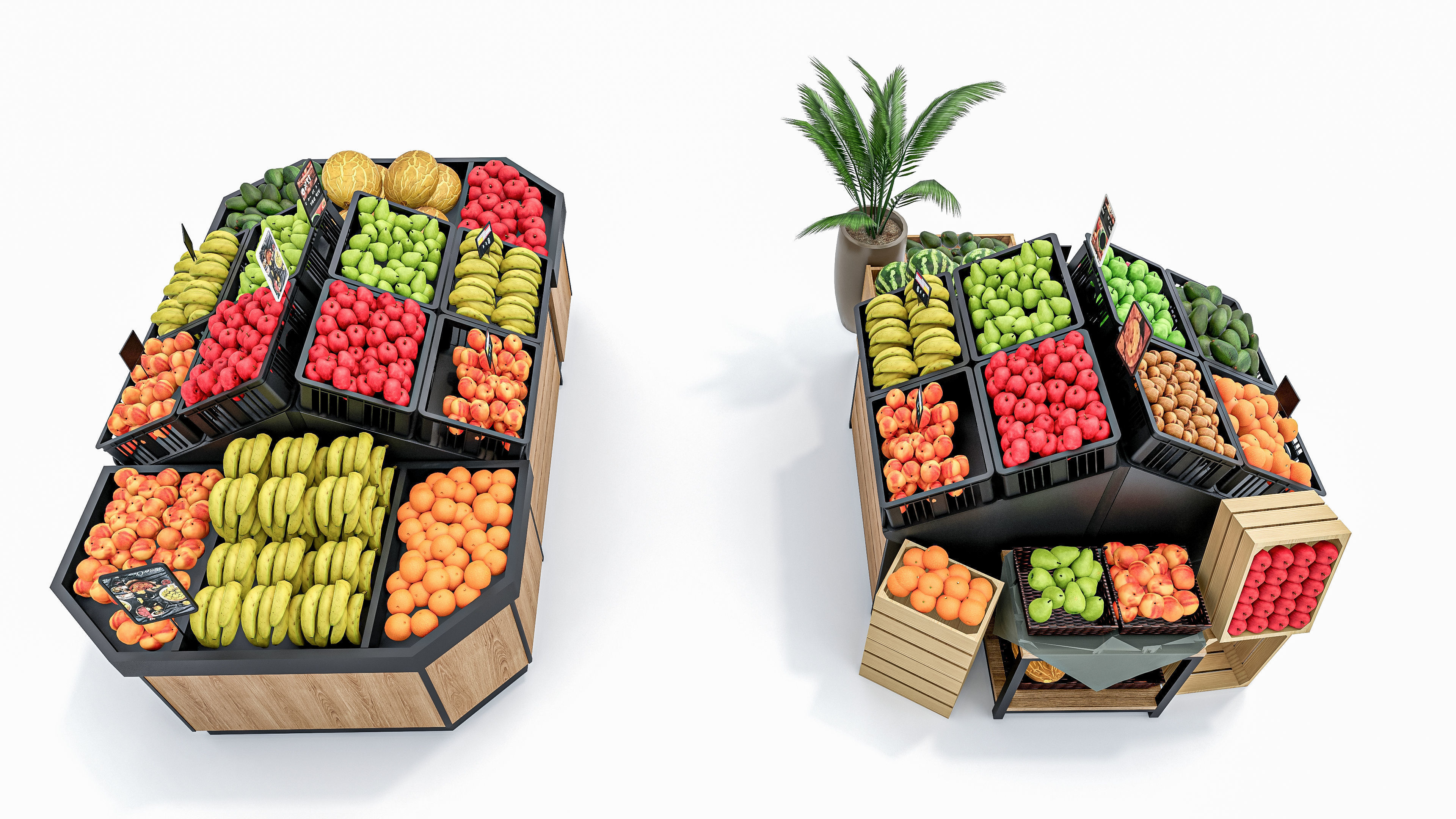 Fruits and vegetables Supermarket  Grocery store showcase 3D model_6