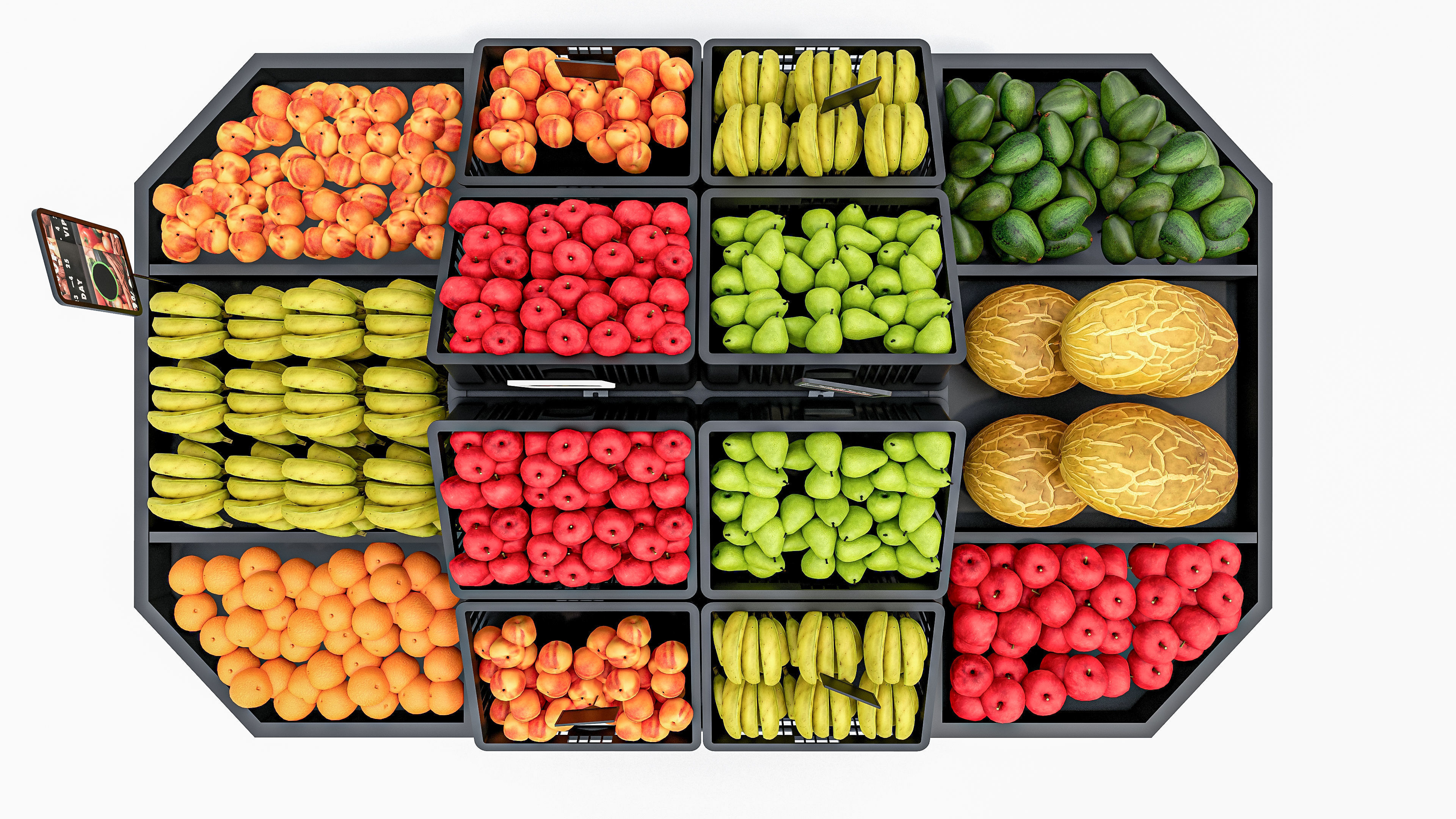 Fruits and vegetables Supermarket  Grocery store showcase 3D model_8