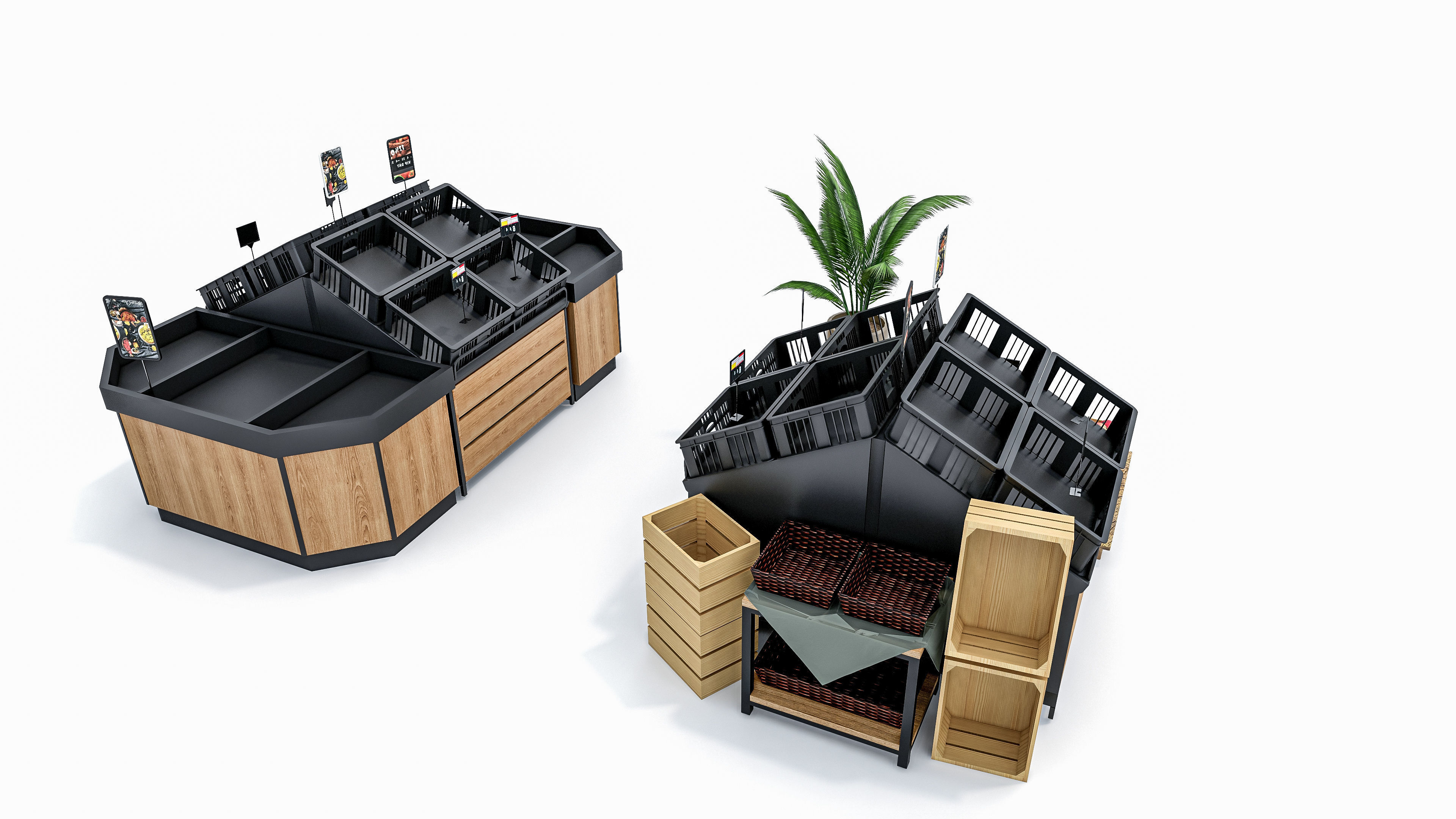 Fruits and vegetables Supermarket  Grocery store showcase 3D model_12