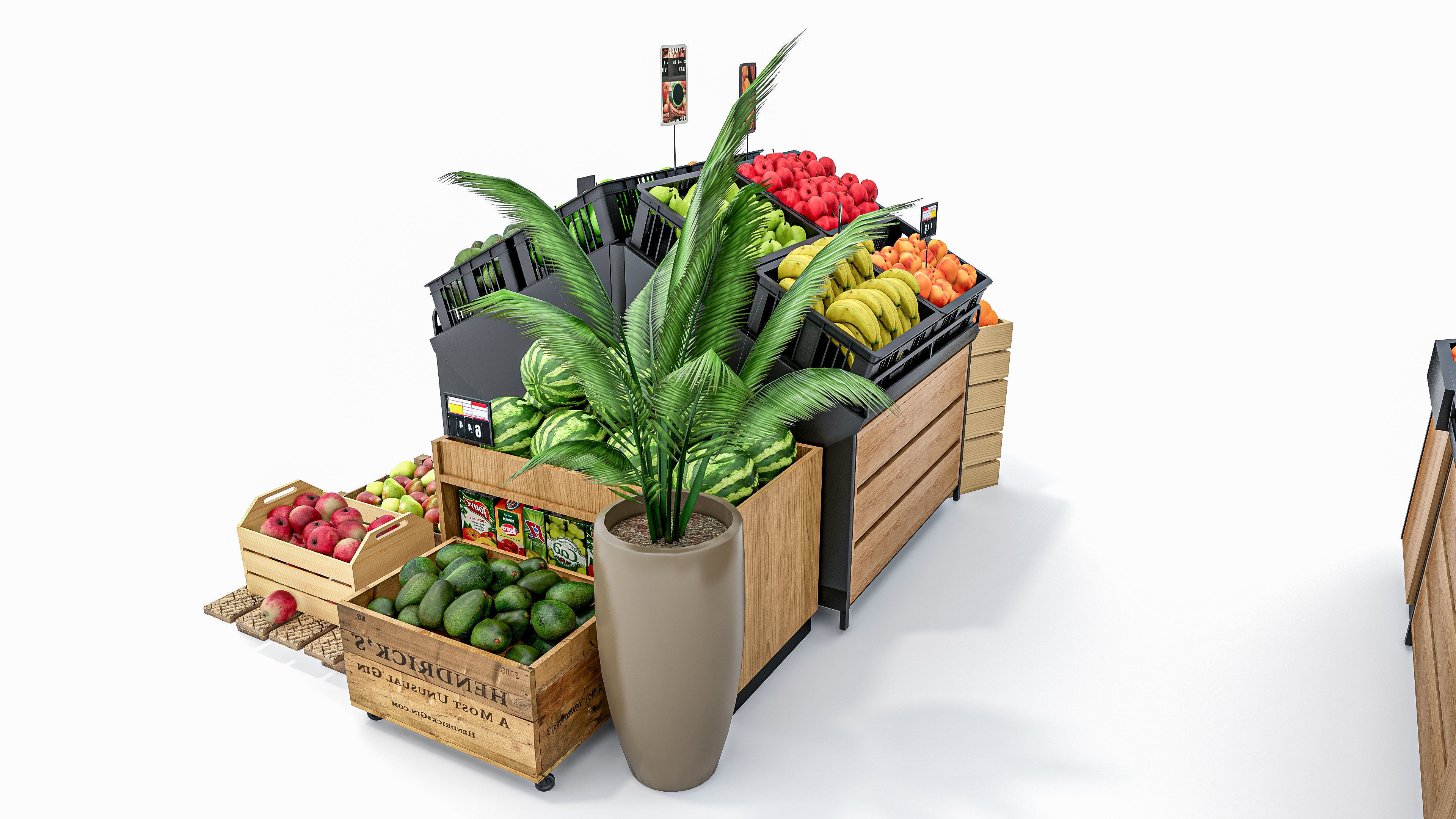 Fruits and vegetables Supermarket  Grocery store showcase 3D model_2