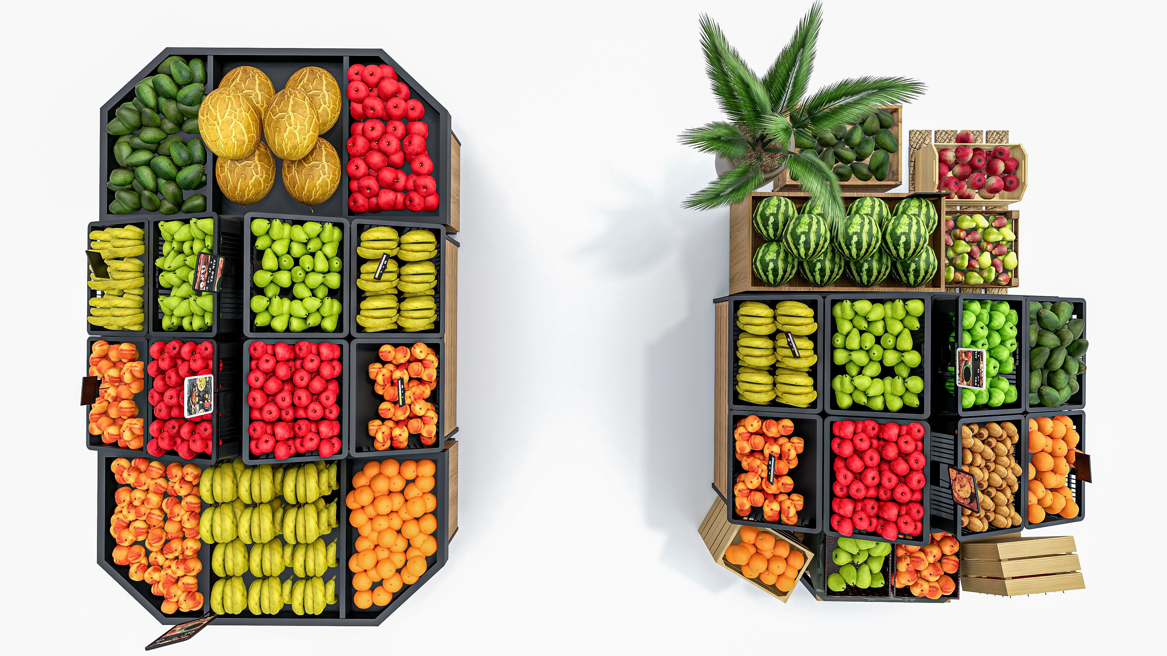 Fruits and vegetables Supermarket  Grocery store showcase 3D model_7