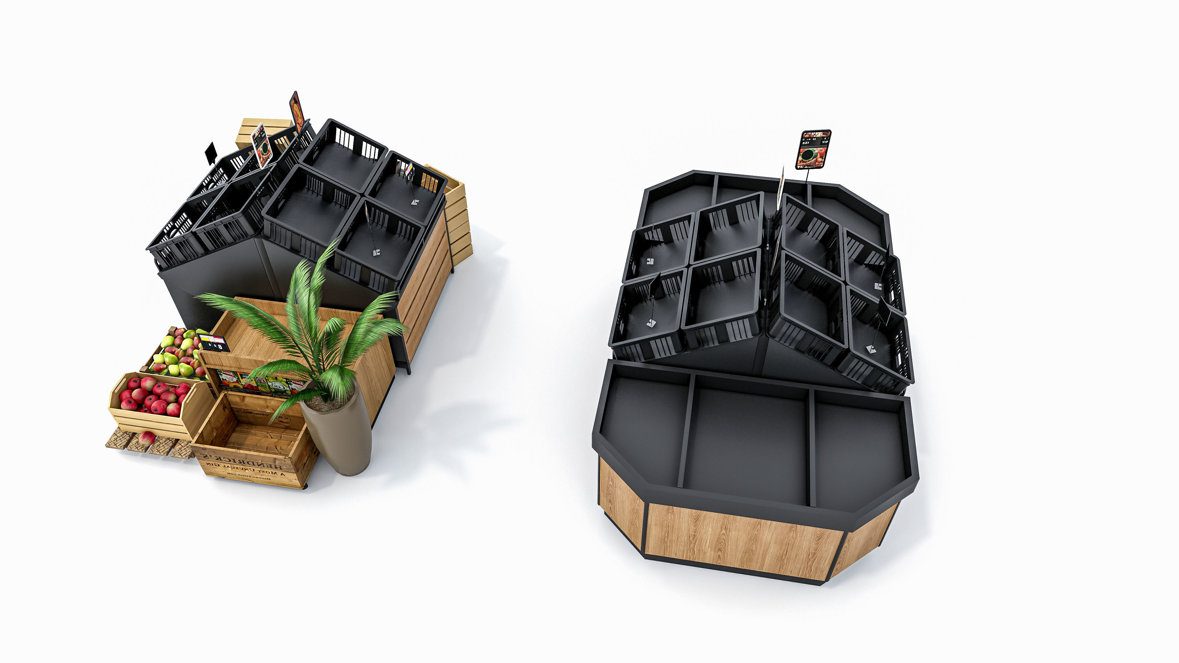 Fruits and vegetables Supermarket  Grocery store showcase 3D model_13