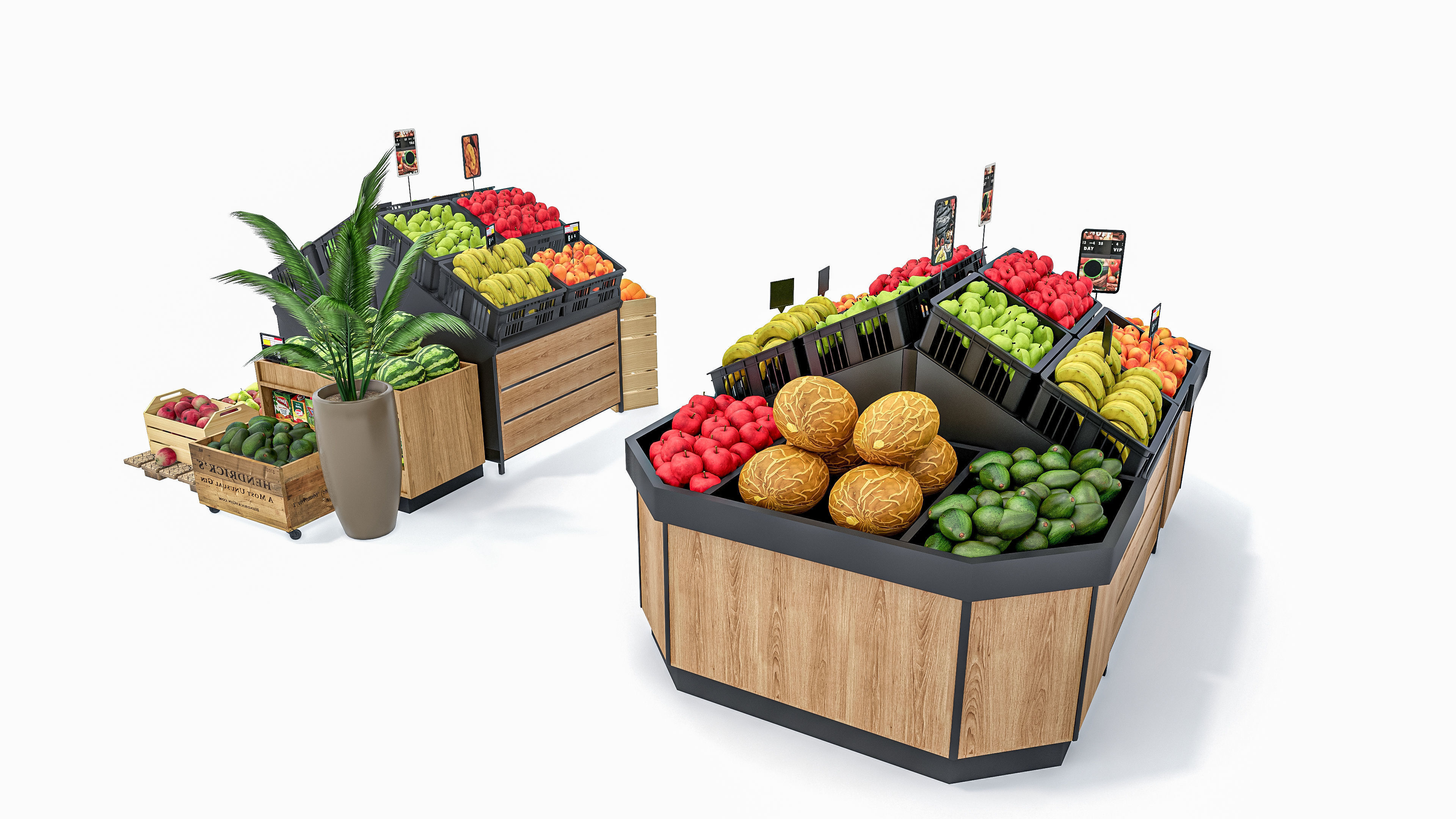Fruits and vegetables Supermarket  Grocery store showcase 3D model_3